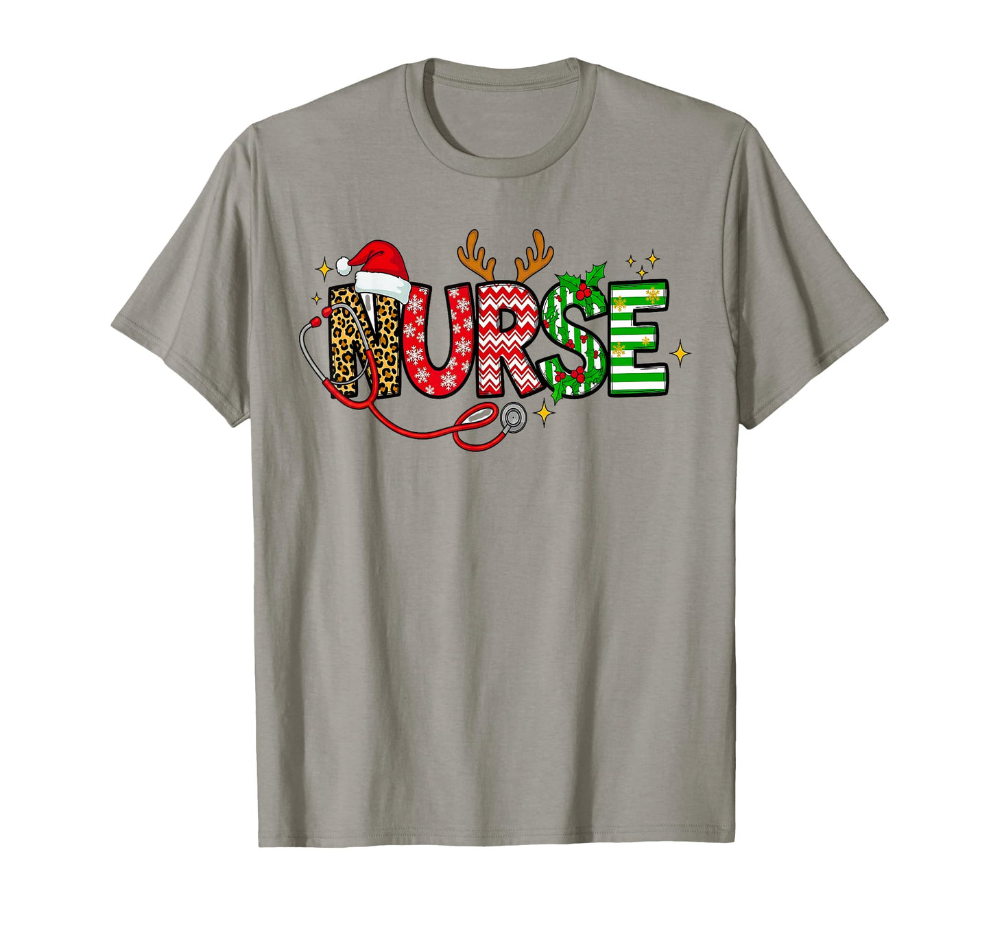 Stethoscope Santa Hat Reindeer Xmas Christmas Nurse T-Shirt