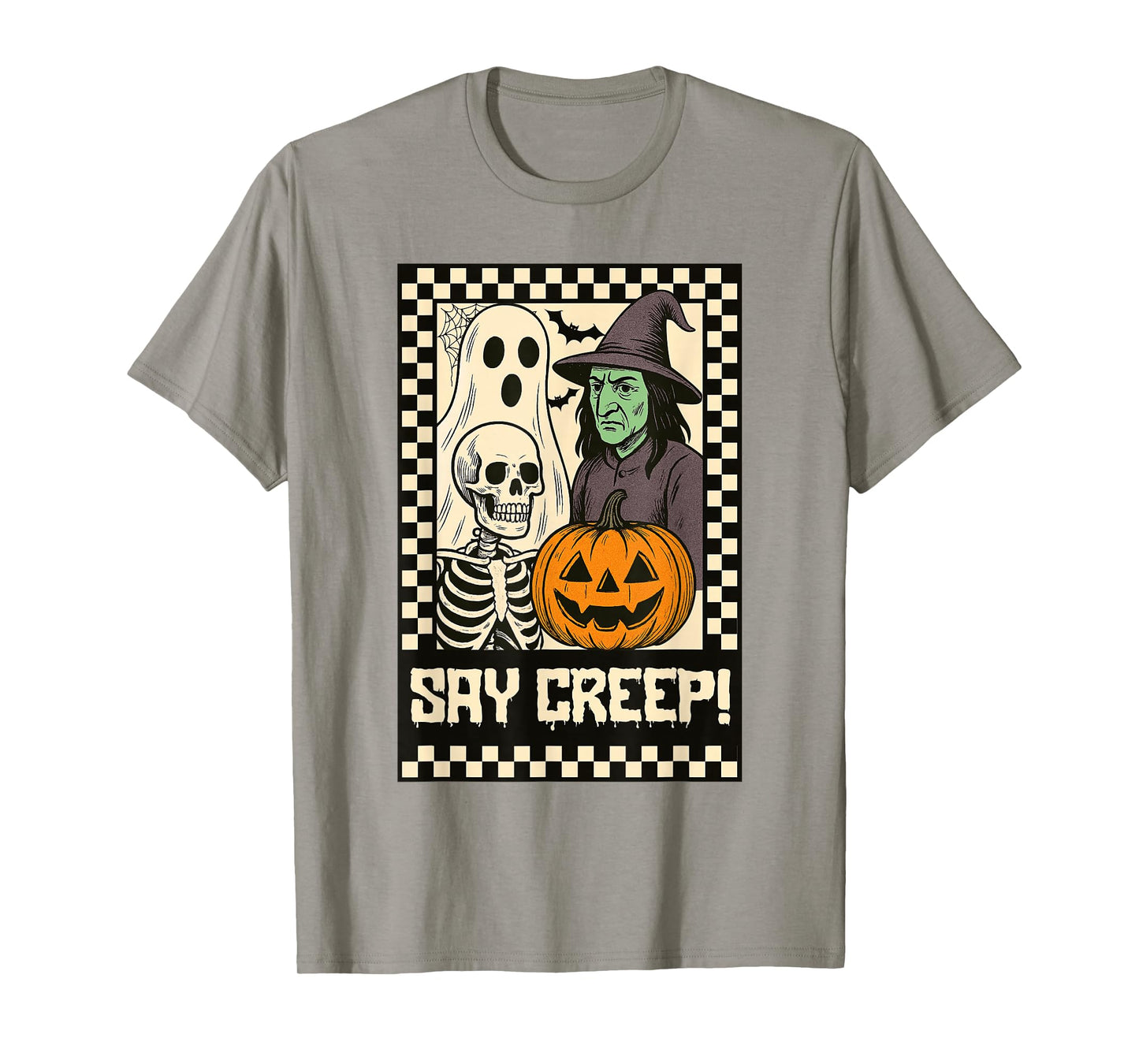 Funny Halloween Boo Skeleton Witch Pumpkin Selfie Say Creep T-Shirt