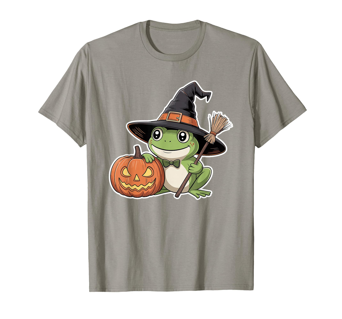 Cute Frog Witch Pumpkin Halloween Spooky Season Design T-Shirt