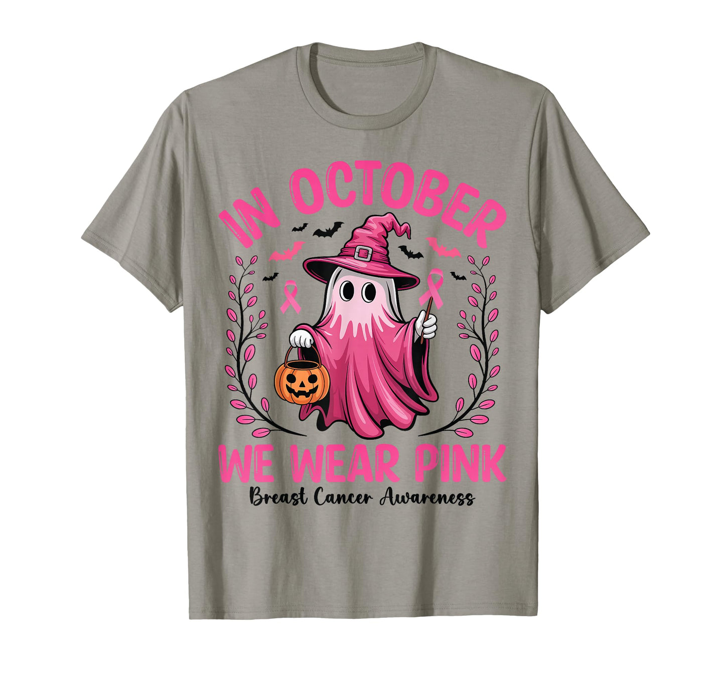 We Wear Pink in October Funny Ghost Breast Cancer Awareness T-Shirt