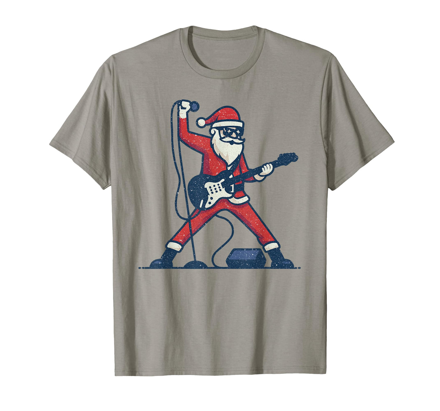 Santa Playing Rock Guitar Christmas Vintage Funny Xmas T-Shirt