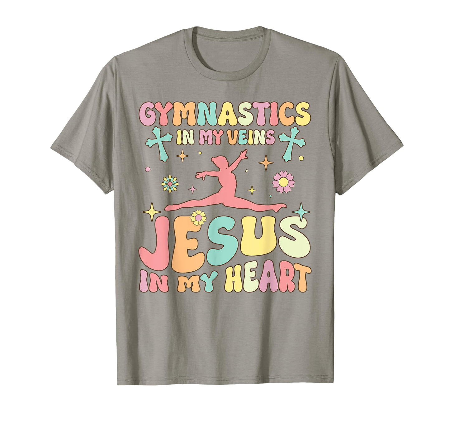 Gymnastics In Veins Jesus In My Heart Groovy Gymnast Acrobat T-Shirt