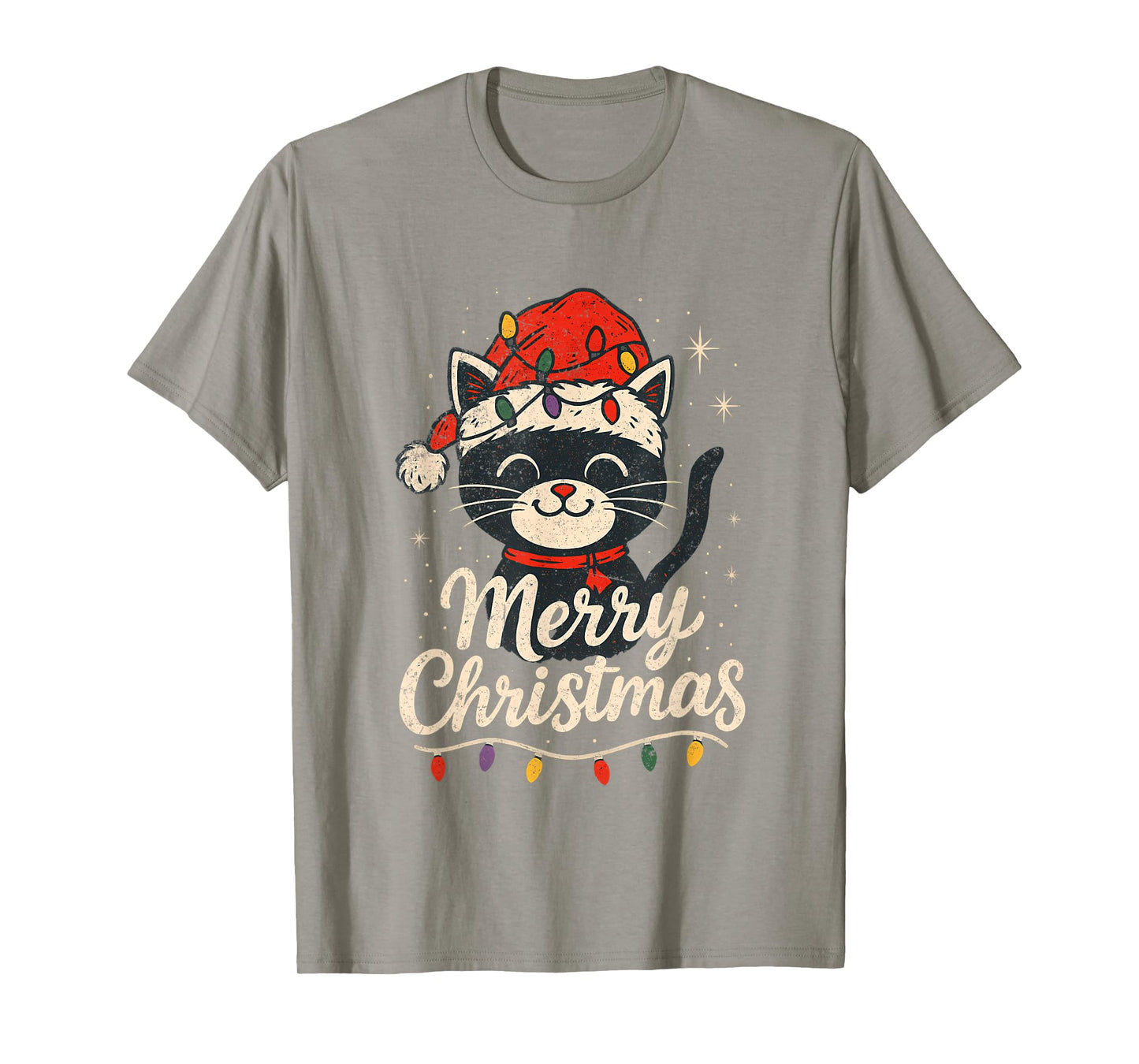 Merry Christmas Santa Retro Cat Lover T-Shirt