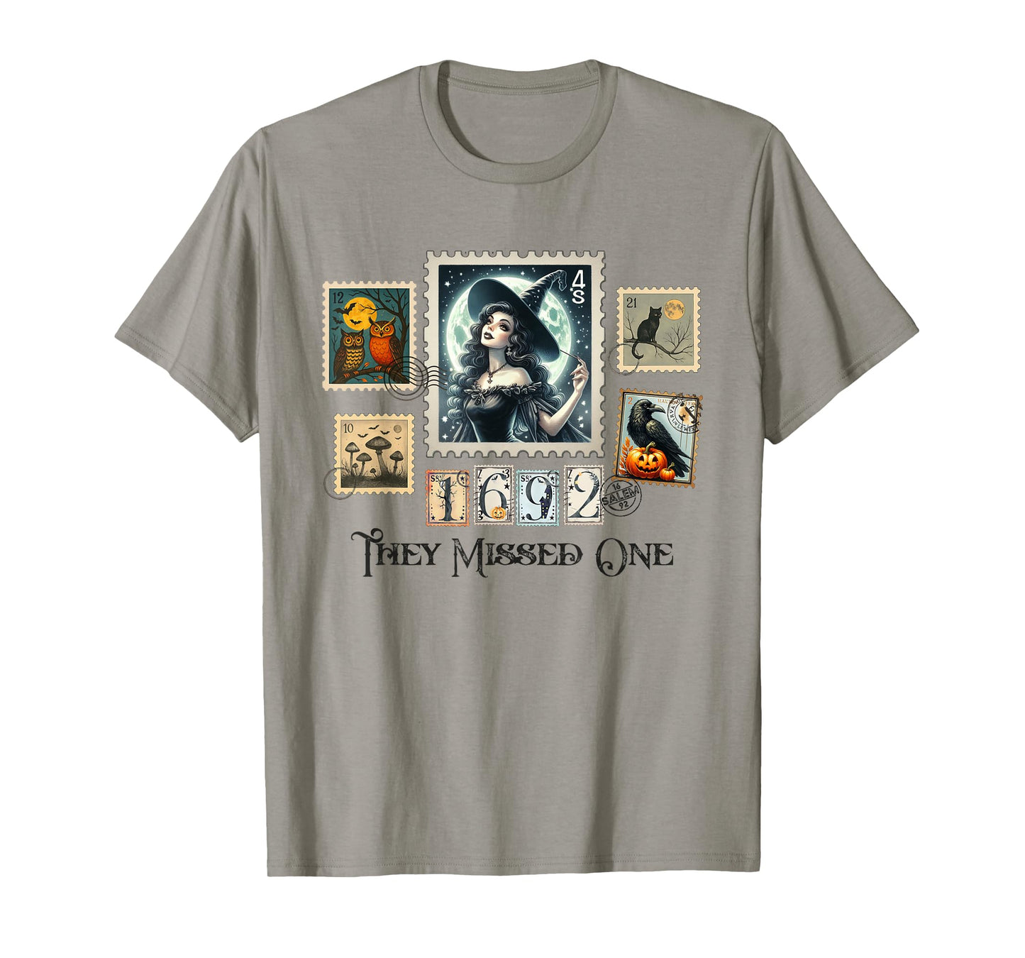 Witch Salem They Missed One 1692 Halloween Postage Stamp T-Shirt