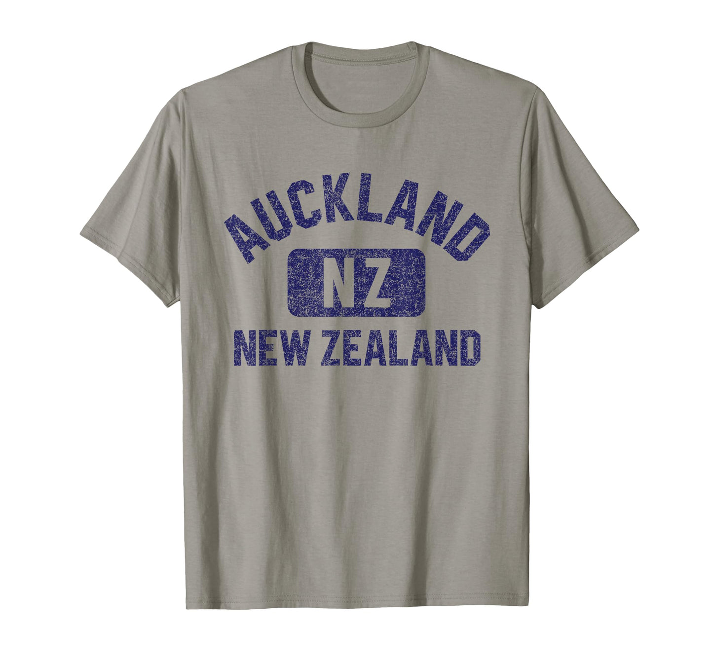 Auckland New Zealand Gym Style Distressed Dark Blue Print T-Shirt