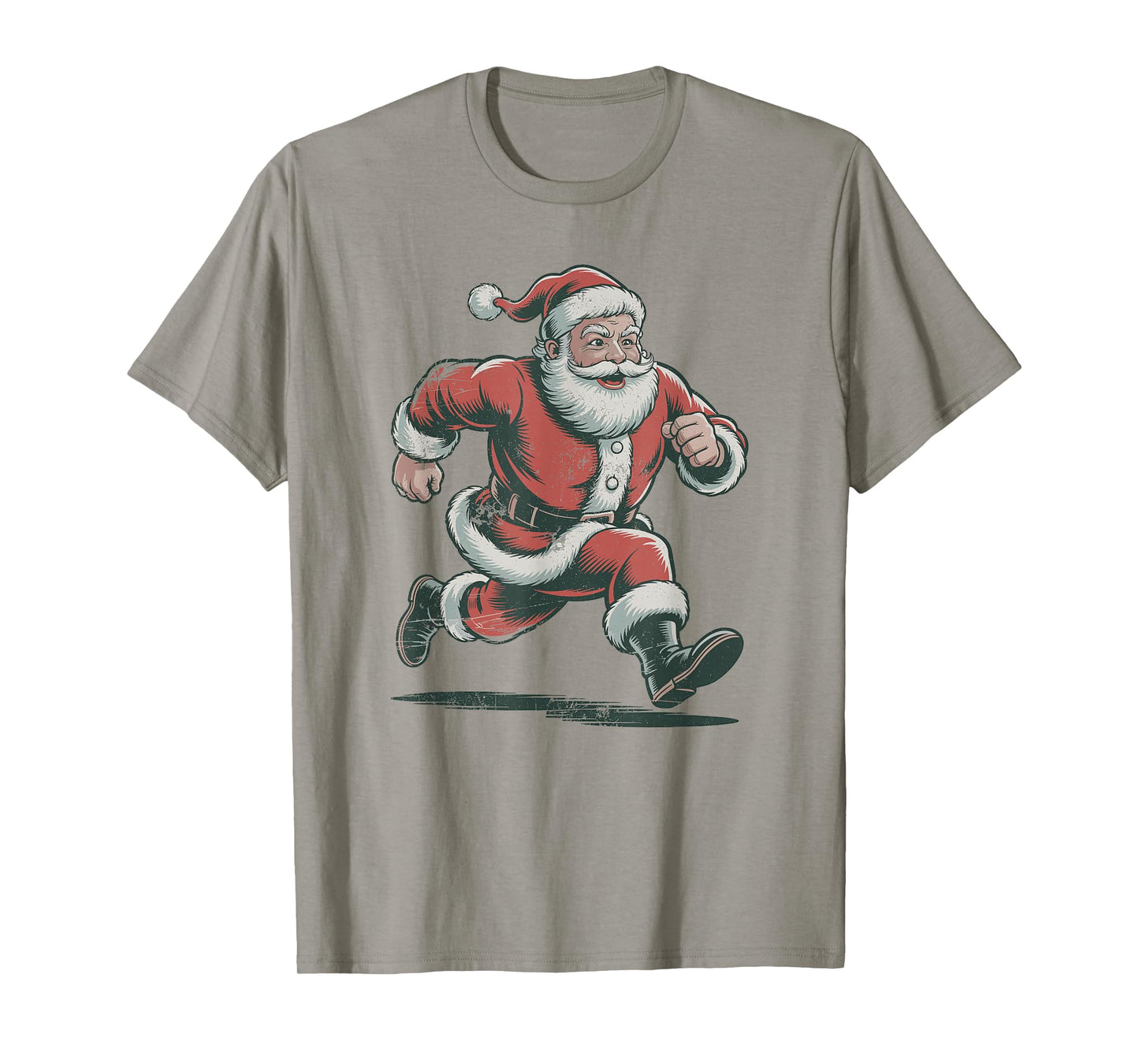 Santa Running Retro Vintage 90s Christmas Holiday Sports T-Shirt