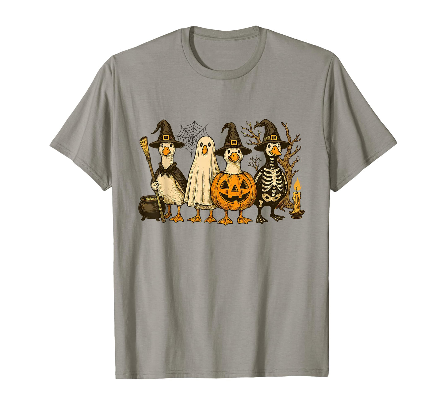 Just A Spooky Goose Halloween Goose Witch Ghost Silly Goose T-Shirt