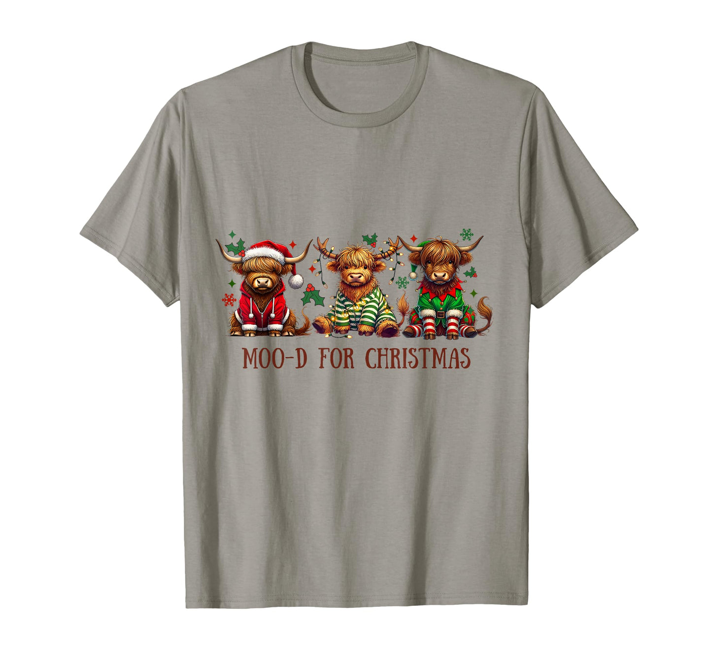 Funny Cow Moo-d for Christmas Santa Hat Vibes T-Shirt