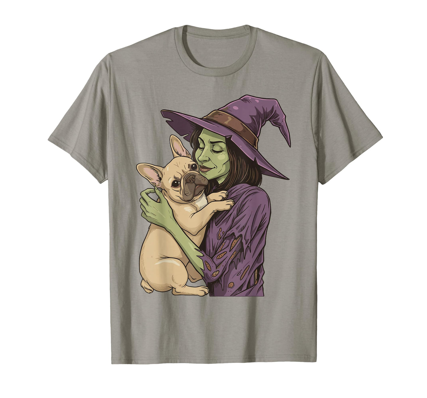 Witch Hugging Cat Halloween Cat Lover Cat Mom Dad T-Shirt