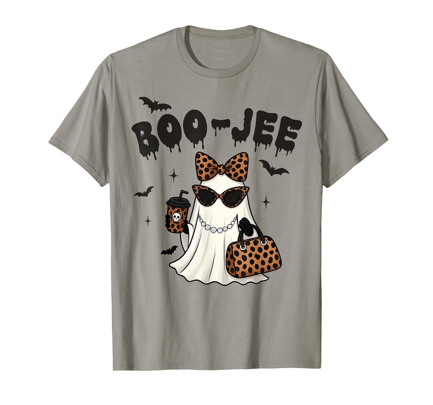 Coquette Leopard Ghost Coffee Boo-JEE Halloween Boujee Ghost T-Shirt