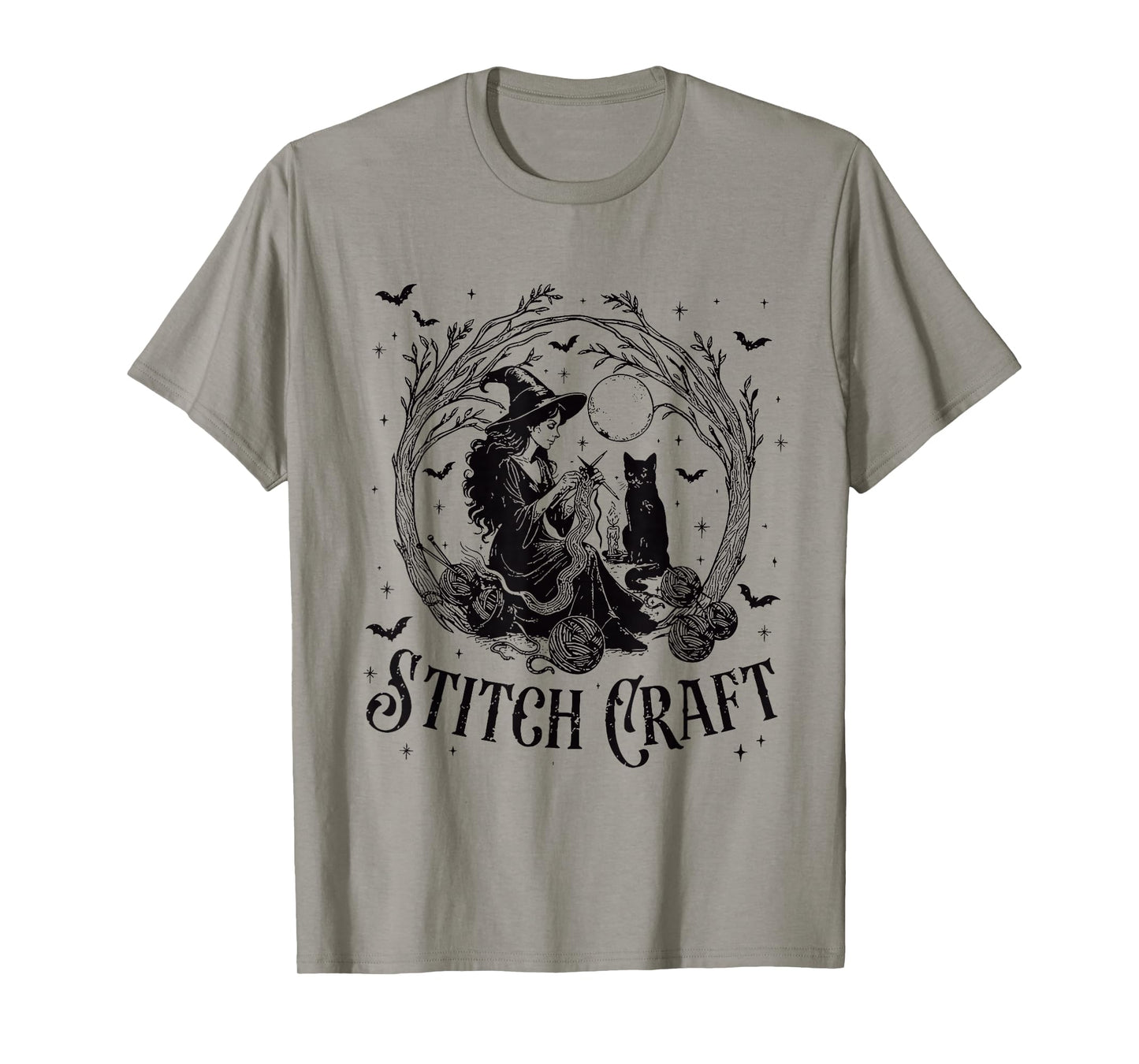 Stitch Craft Salem Witch Halloween Cat Witch Girls Trip T-Shirt