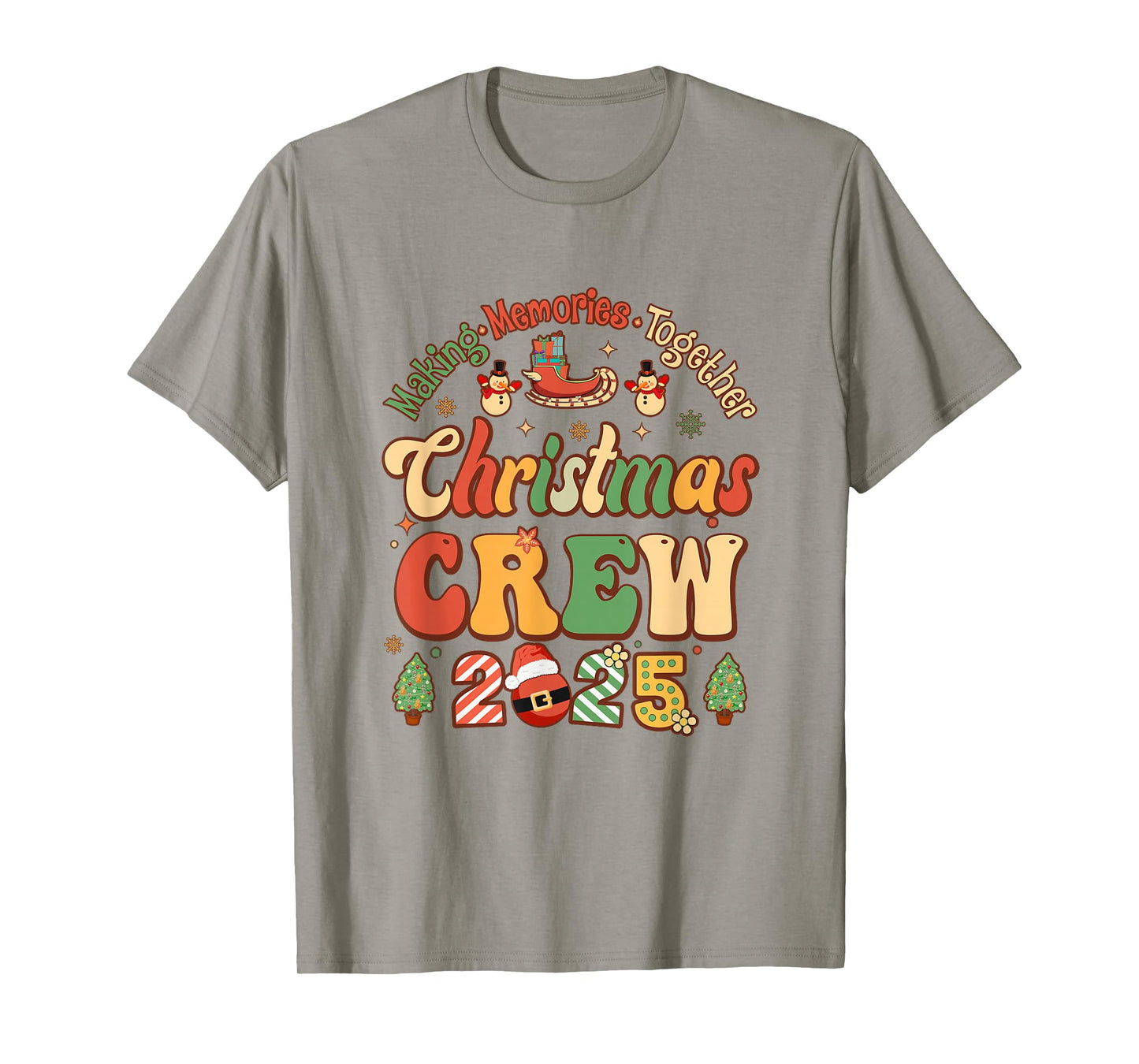 Marking Together Matching Family Christmas Crew 2025 Groovy T-Shirt