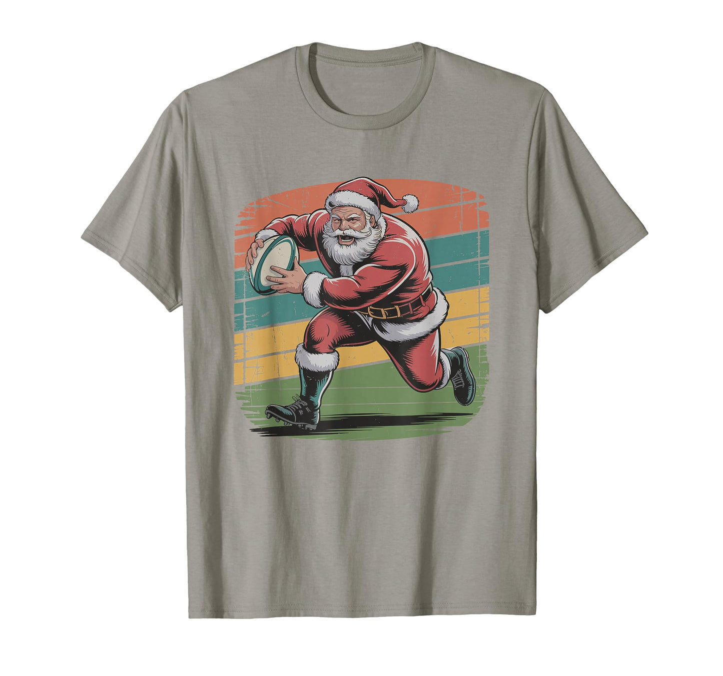 Retro Santa Playing Rugby Vintage 90s Christmas Holiday T-Shirt