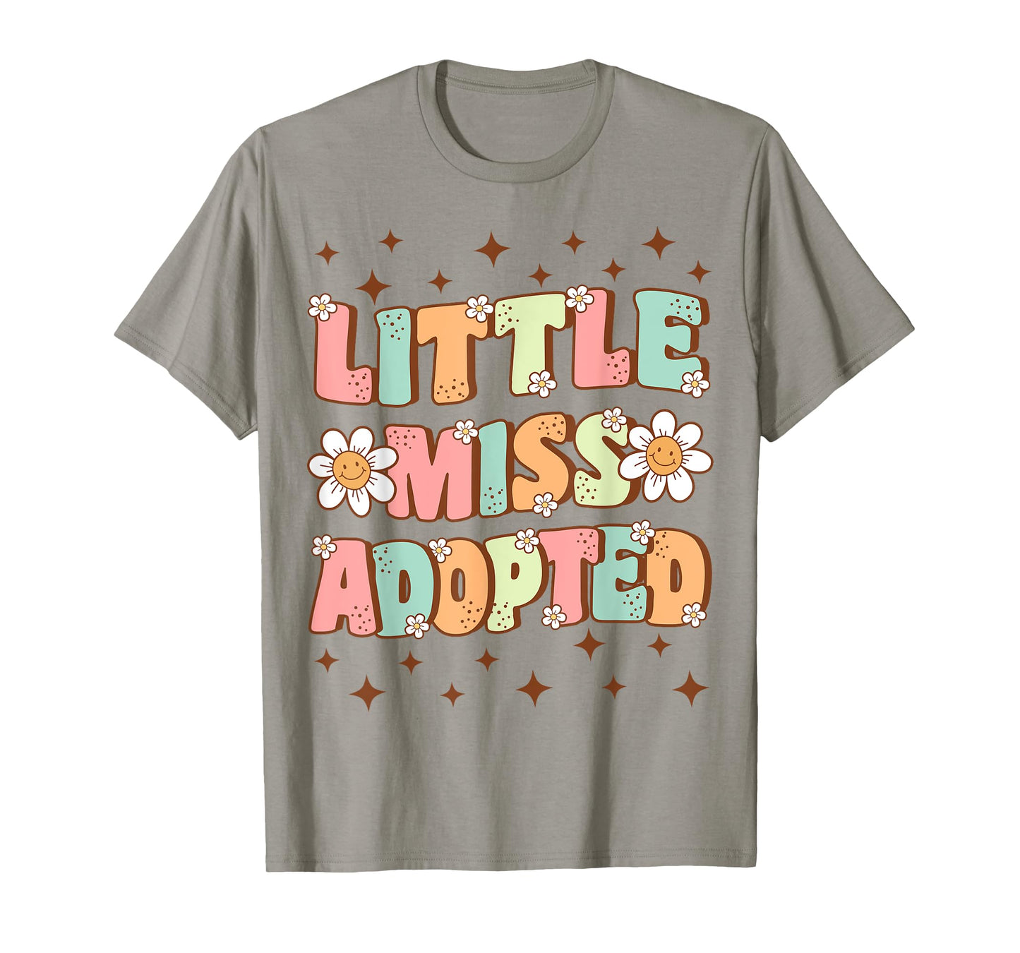 Little Miss Adopted Girls Cute Groovy Kids Adoption Day T-Shirt