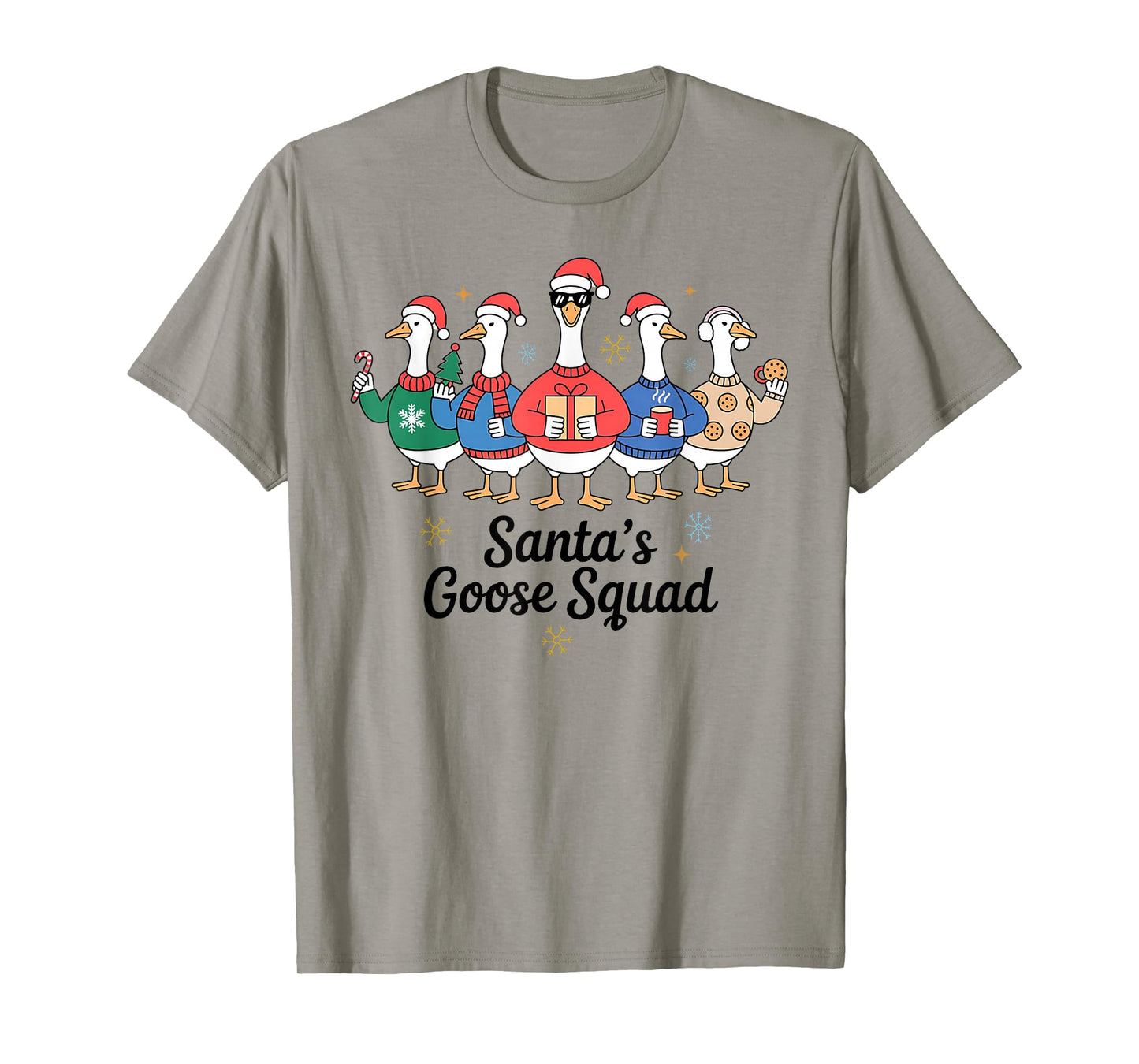 Santa Squad Silly Christmas Goose Funny Men Women Kids Xmas T-Shirt