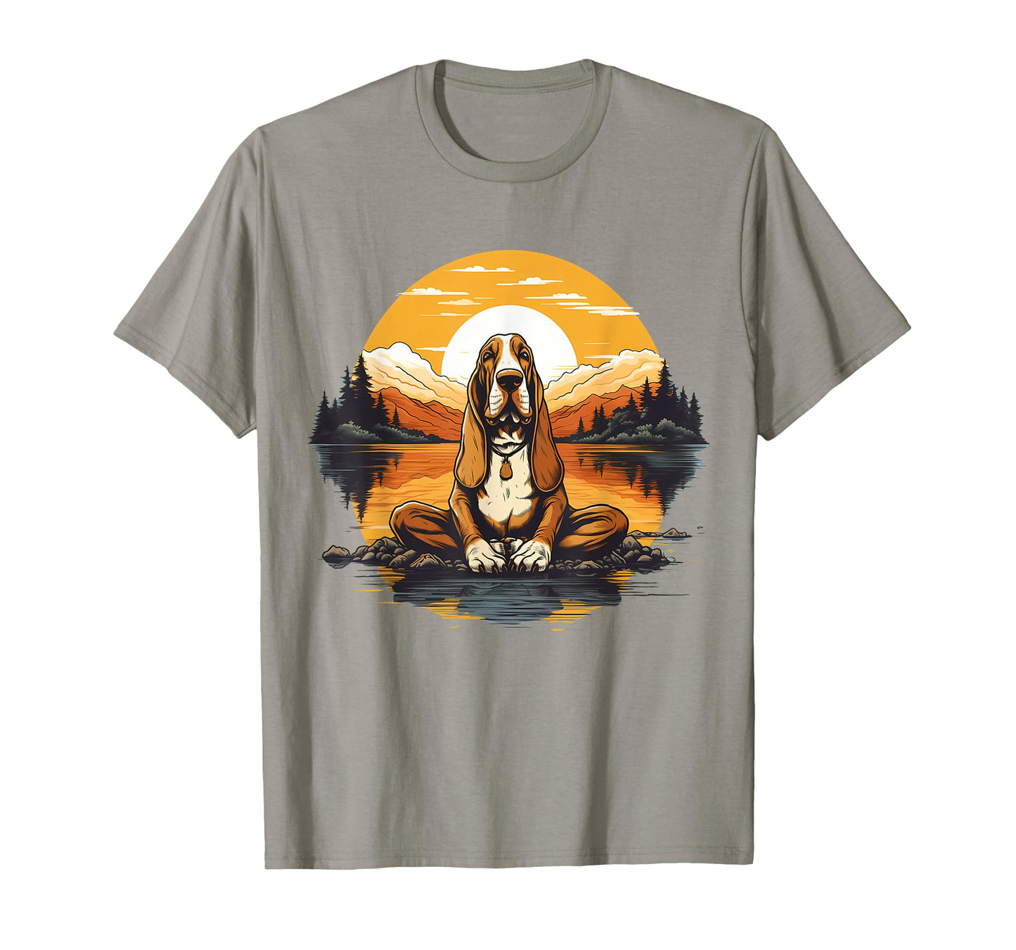 Basset Hound Dog Meditation Yoga Men Women Kids T-Shirt