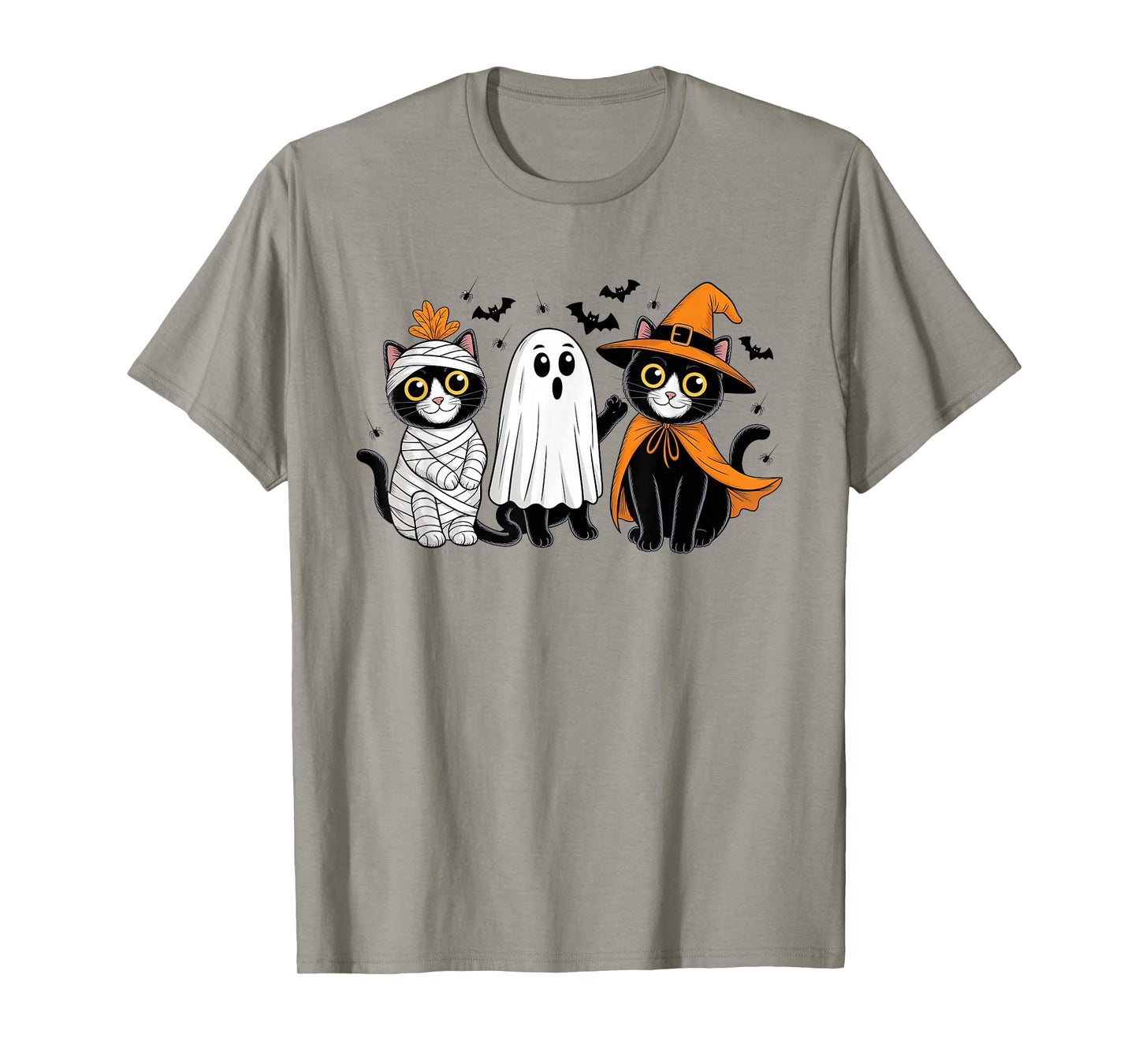 Retro Cat Witch Scary Halloween Pumpkin Women Men Kids T-Shirt