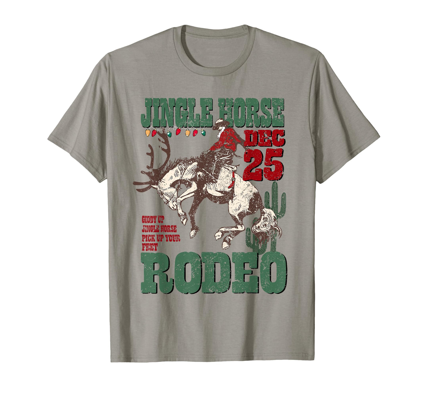 Giddy Up Jingle Horse Santa Cowboy Western Christmas Rodeo T-Shirt