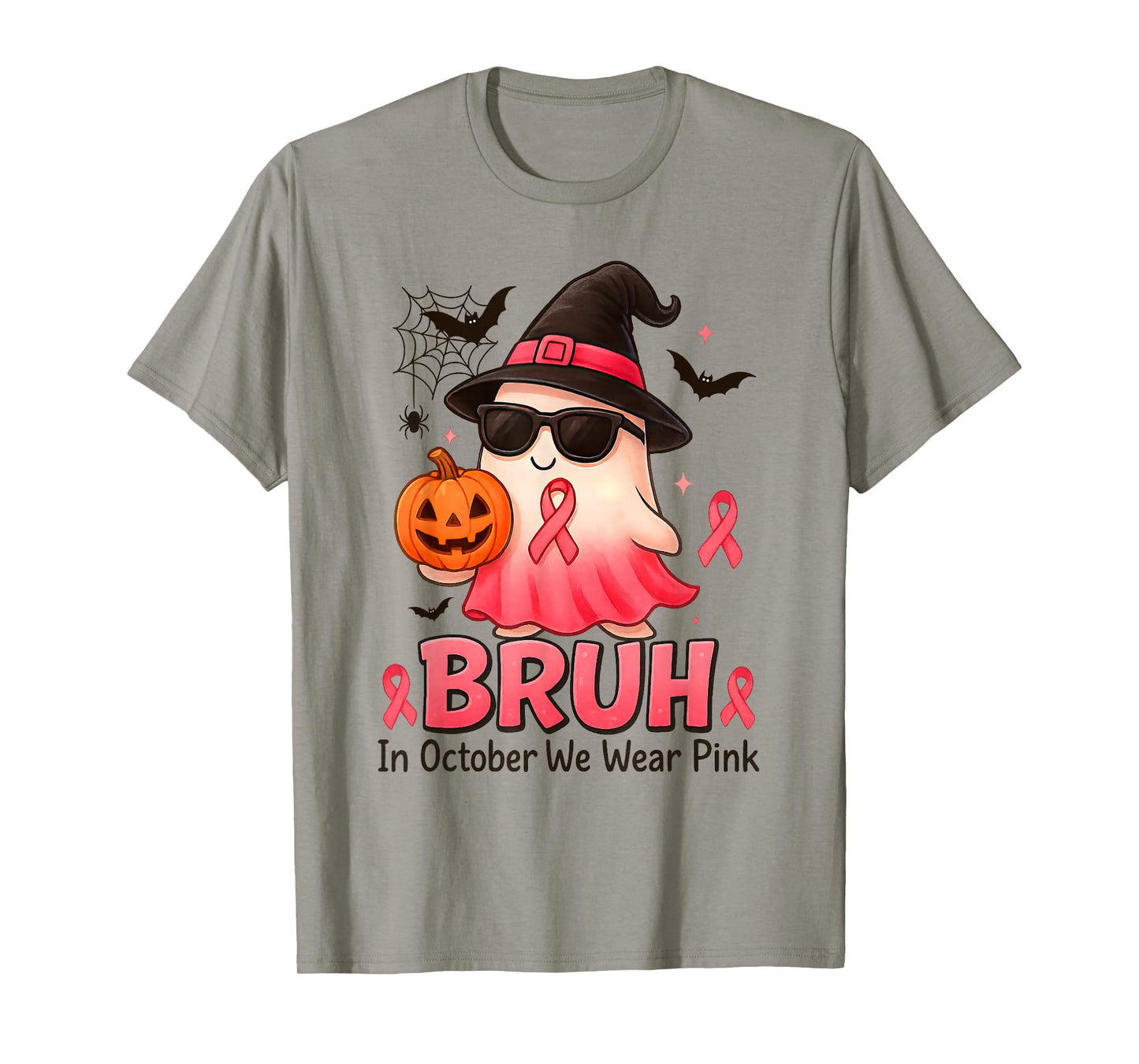 Bruh in October We Wear Pink Boo Breast Cancer Warrior T-Shirt