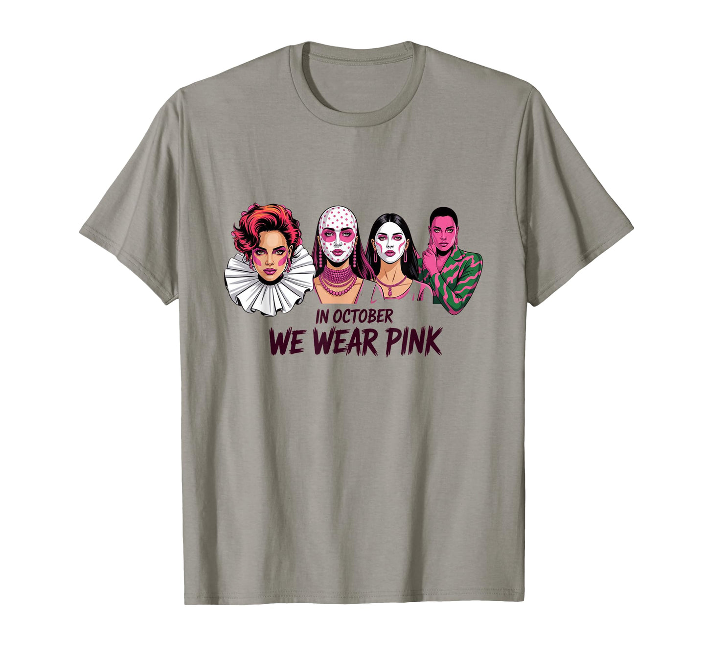 in October We Wear Pink - Witch & Ghost Halloween Cancer T-Shirt