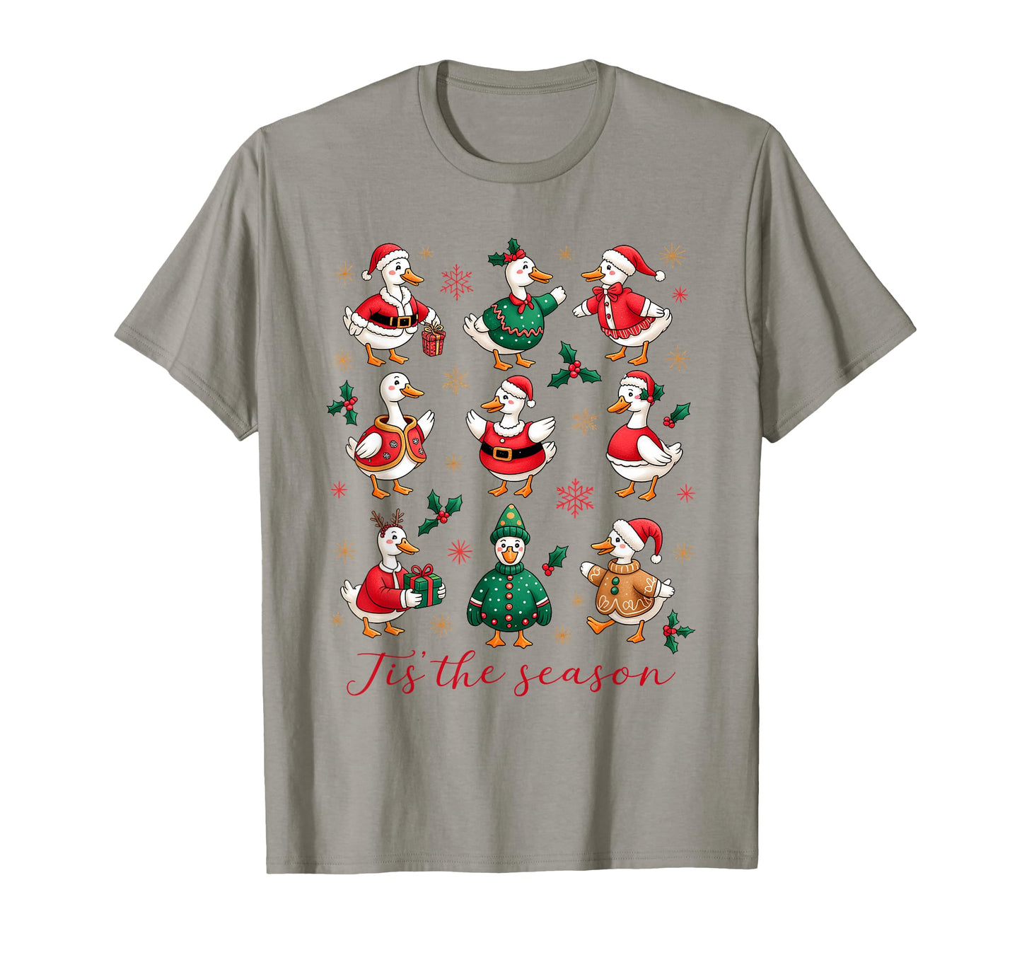Retro Silly Goose Santa Cute Merry Christmas Tis The Season T-Shirt