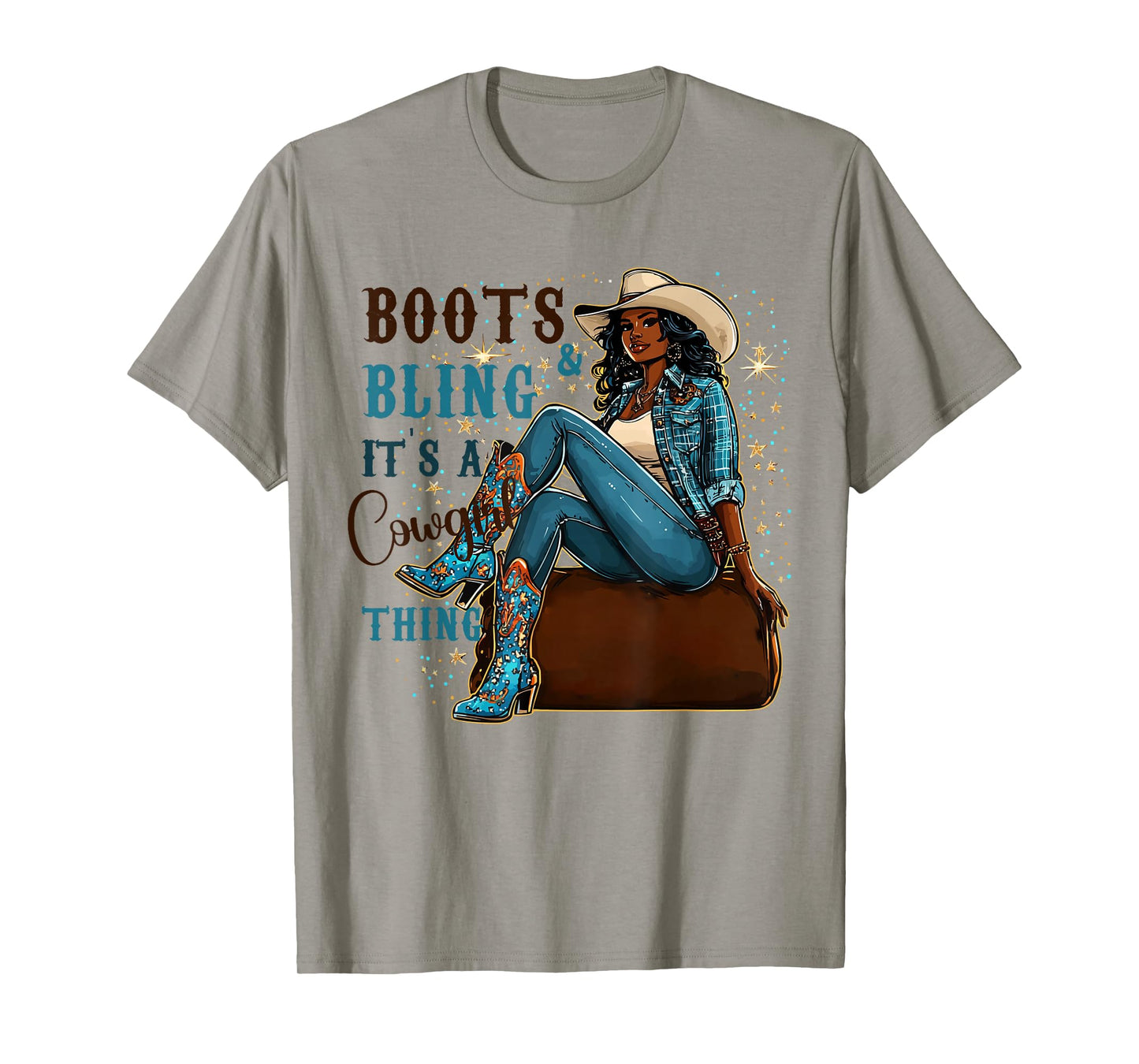Boots and Bling it's Cowgirl Thing Western Country Melanin T-Shirt