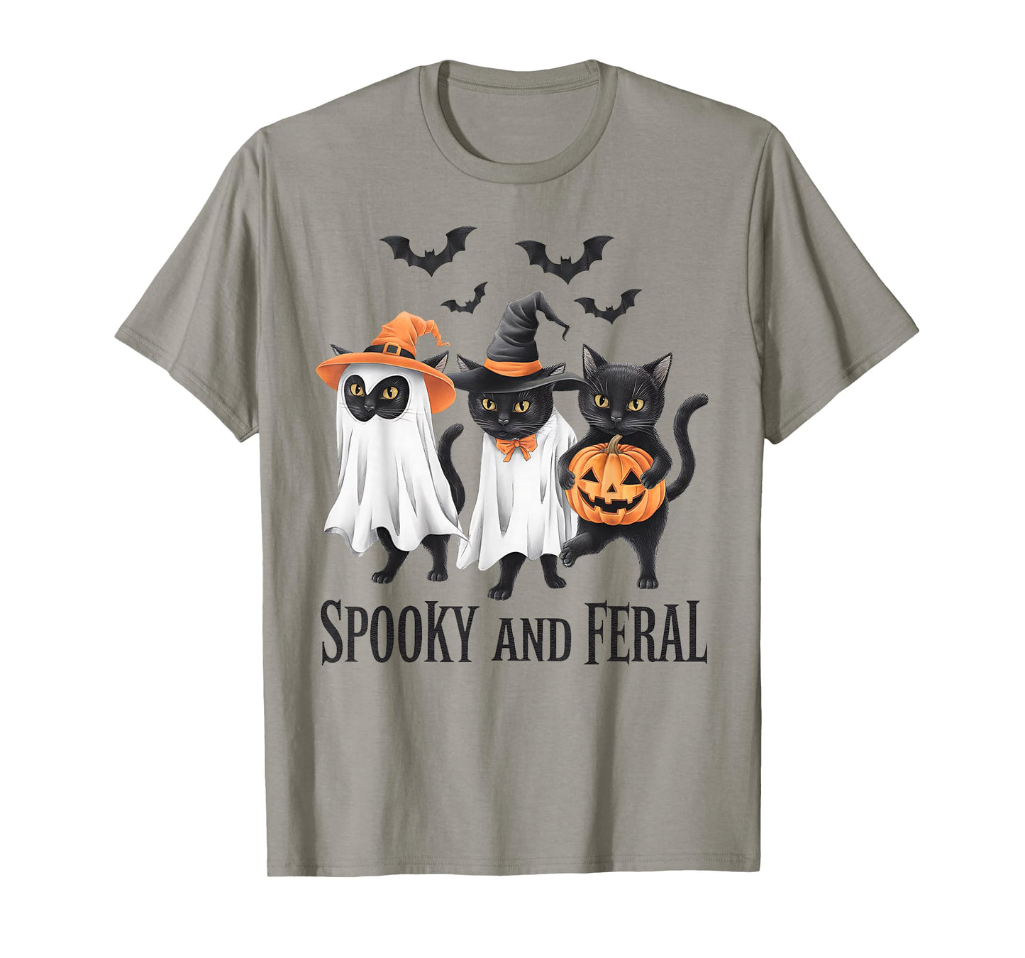 Spooky and Feral Black Cat Halloween Costume Cute Cat Lovers T-Shirt
