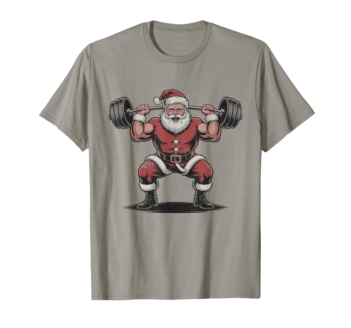 Santa Weightlifting Retro Vintage 90s Christmas Holiday T-Shirt