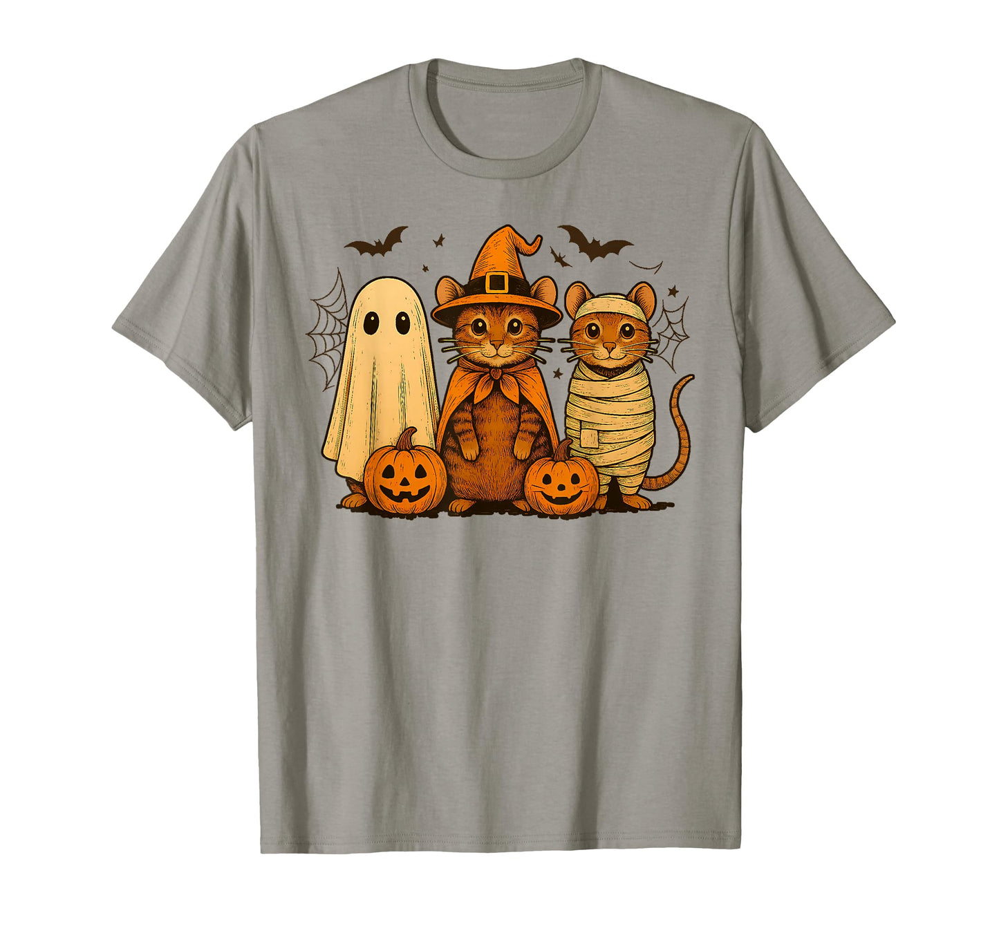 Domestic Shorthair Tabby Cat Witch Scary Halloween Pumpkin T-Shirt