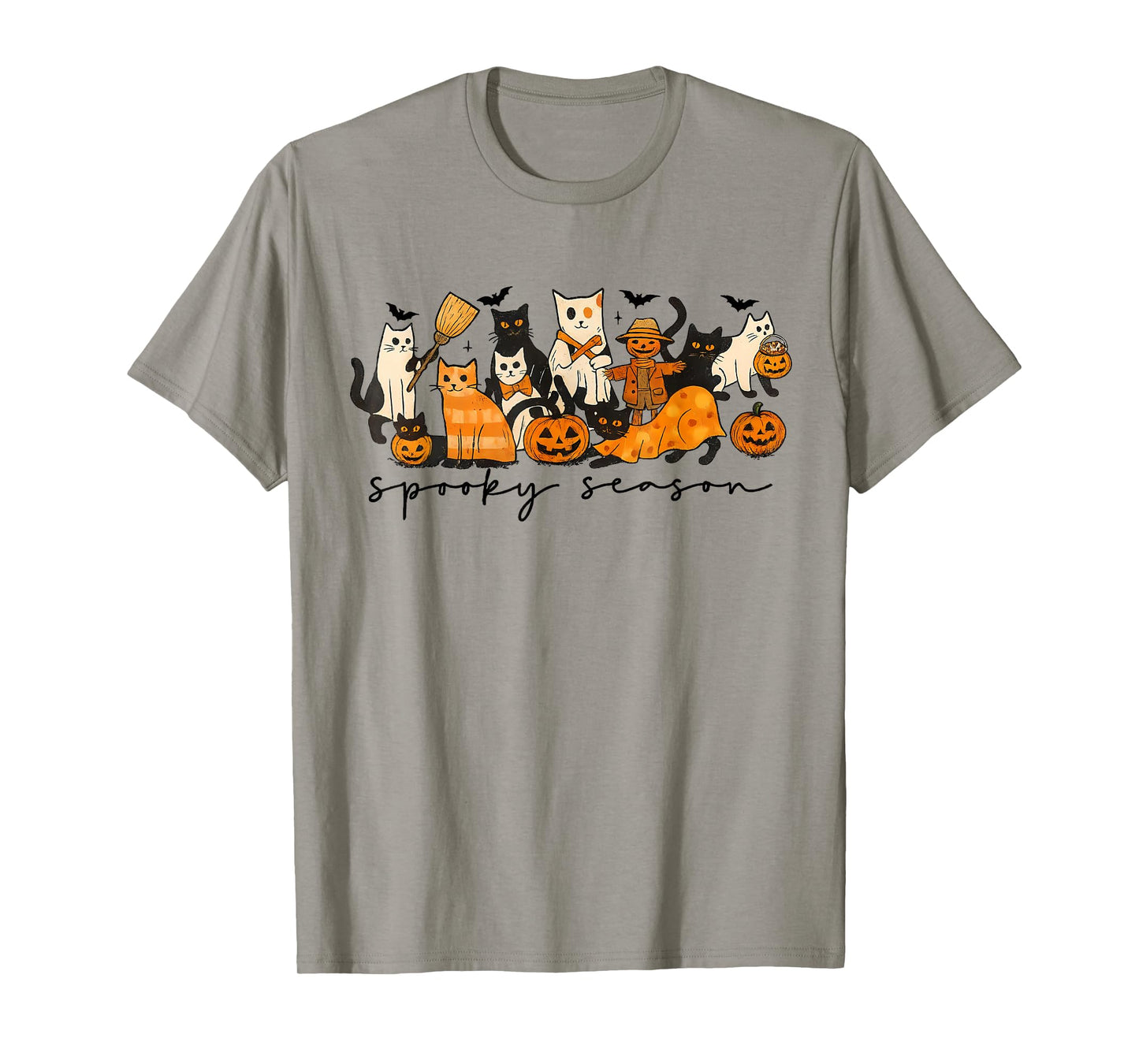 Spooky Witch Black Cat Halloween Pumpkin for Men Women Kids T-Shirt