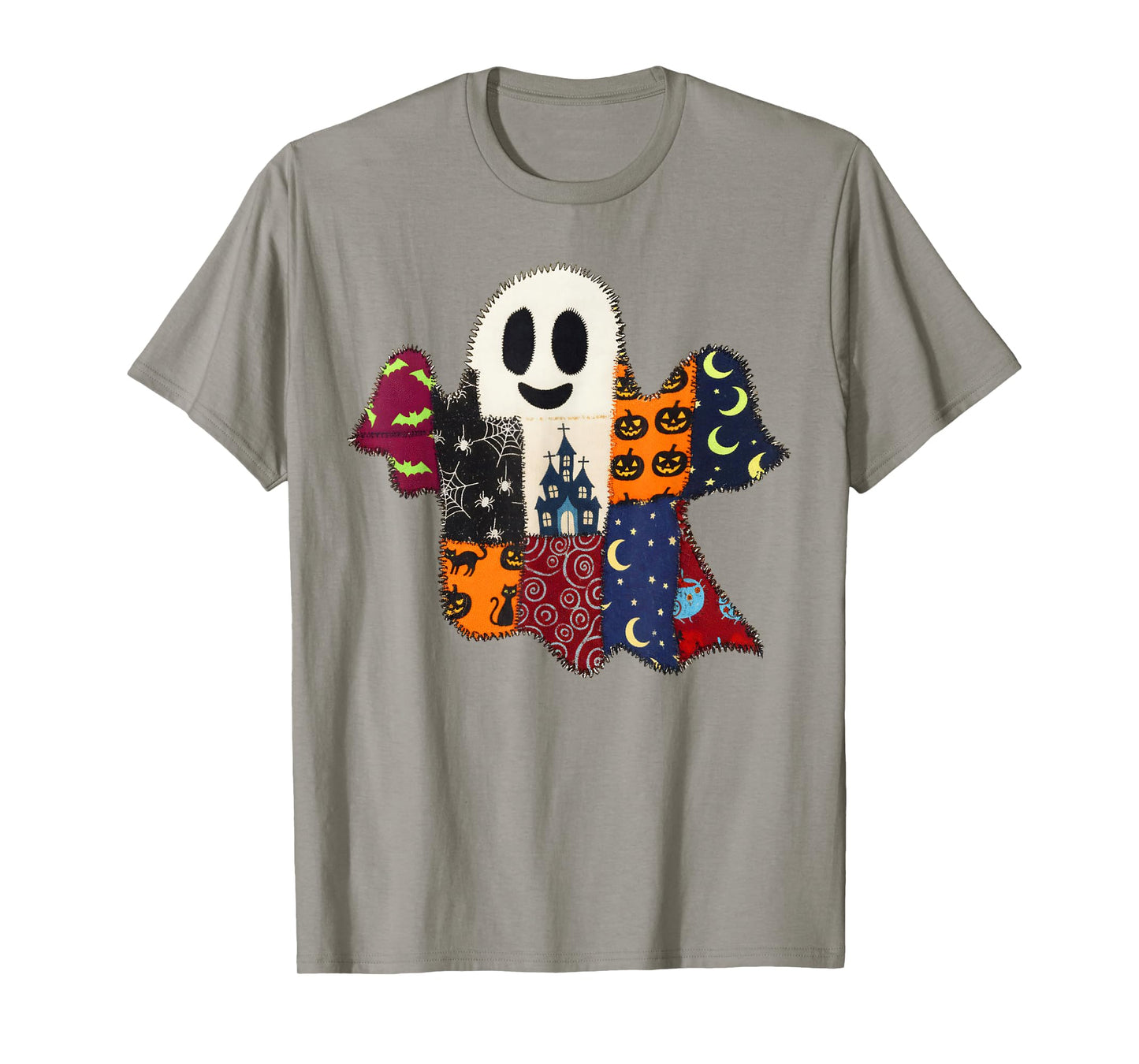 Halloween Vibes Spooky Season Pumpkin Patchwork Boo Ghost T-Shirt