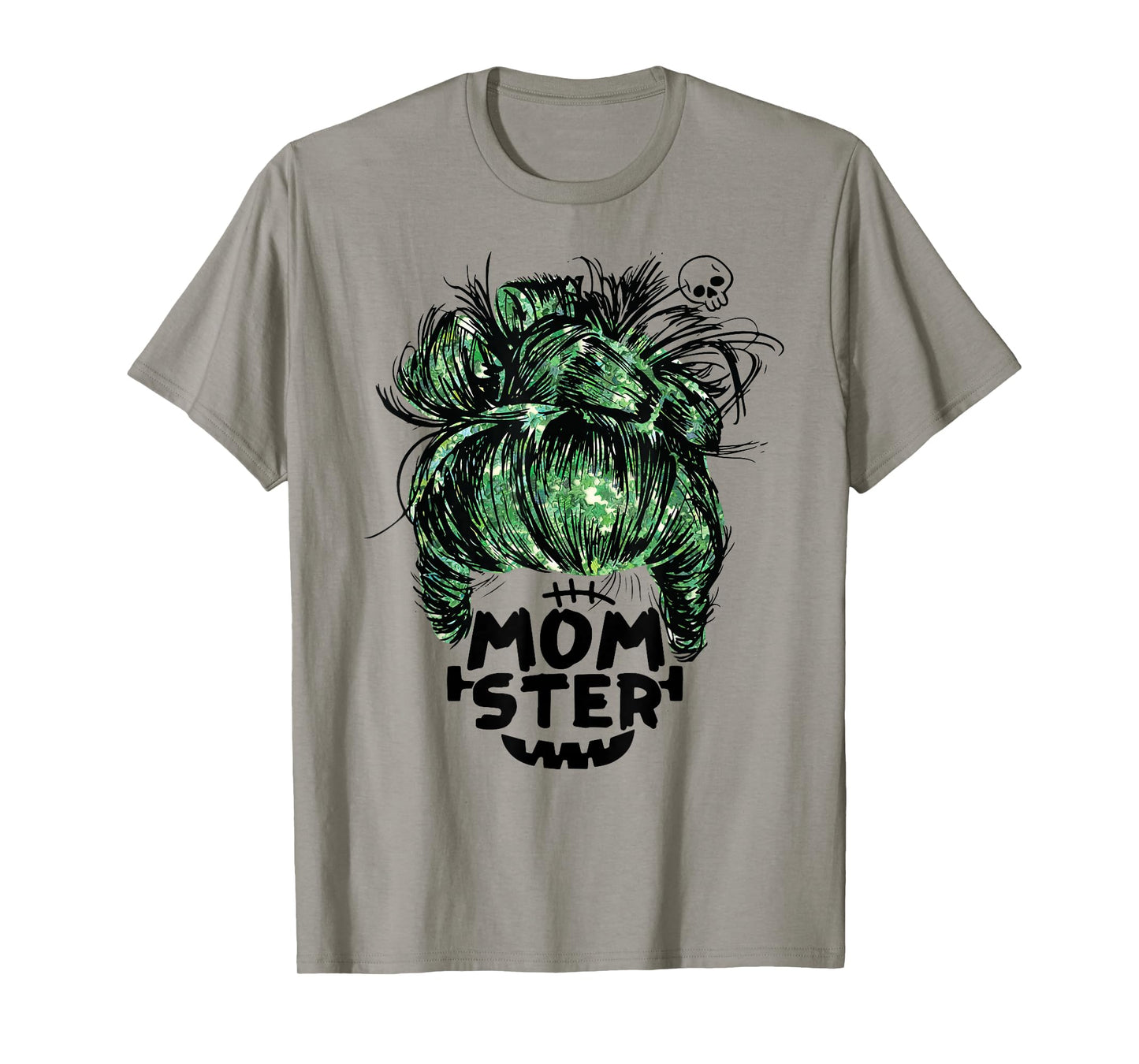 Momster Messy Bun Funny Halloween for Mom Mother T-Shirt
