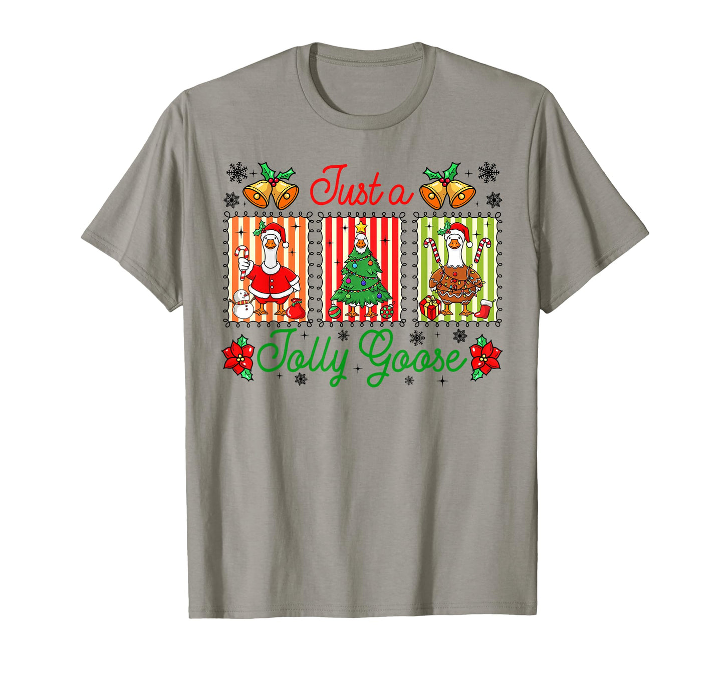 Just A Jolly Goose Preppy Coquette Christmas Goose Costume T-Shirt