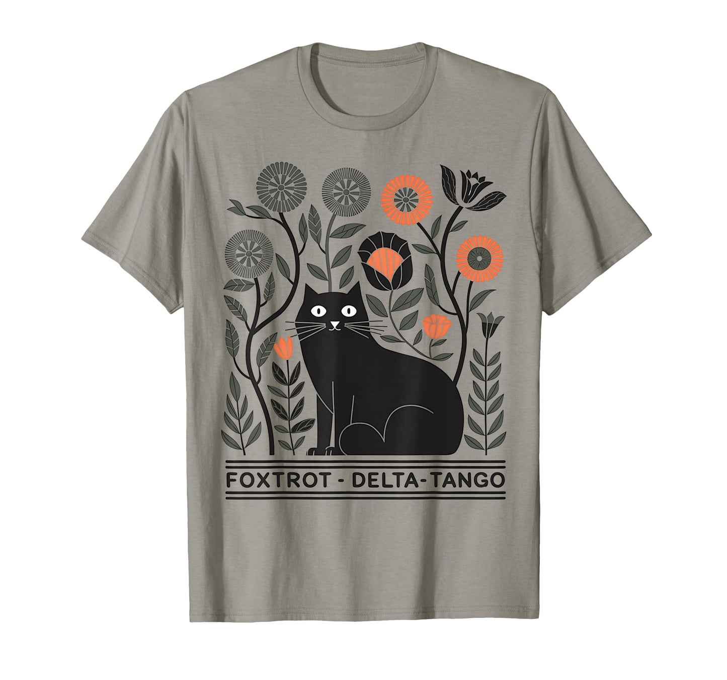 Retro Foxtrots Deltas Tangos Flower Art Cat in Flowers Men Women T-Shirt