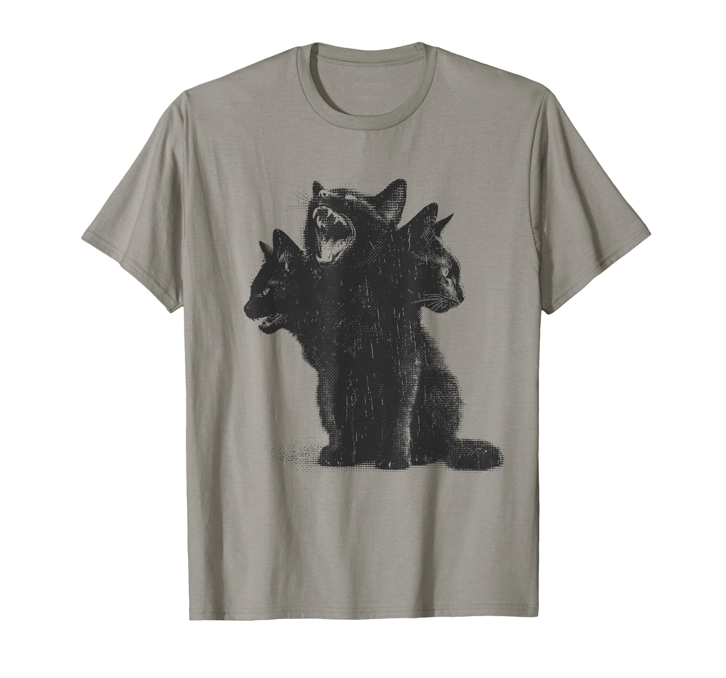 3 Headed Cat Vintage Grunge Alt 90s Halloween Goth Horror T-Shirt
