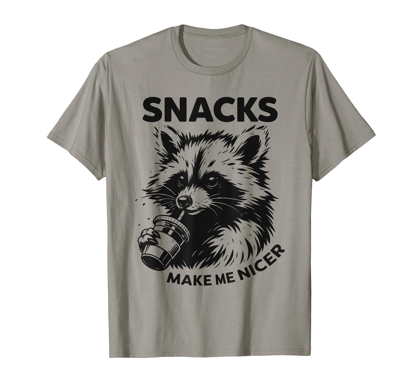 Funny Raccoon Snacks Make Me Nicer Cute Animal Vintage Snack T-Shirt