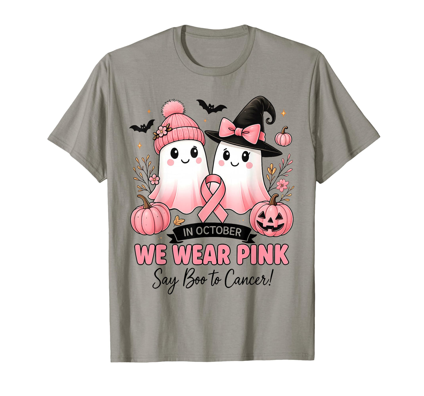 We Wear Pink Say Boo to Cancer Breast Cancer Ghost Witch T-Shirt