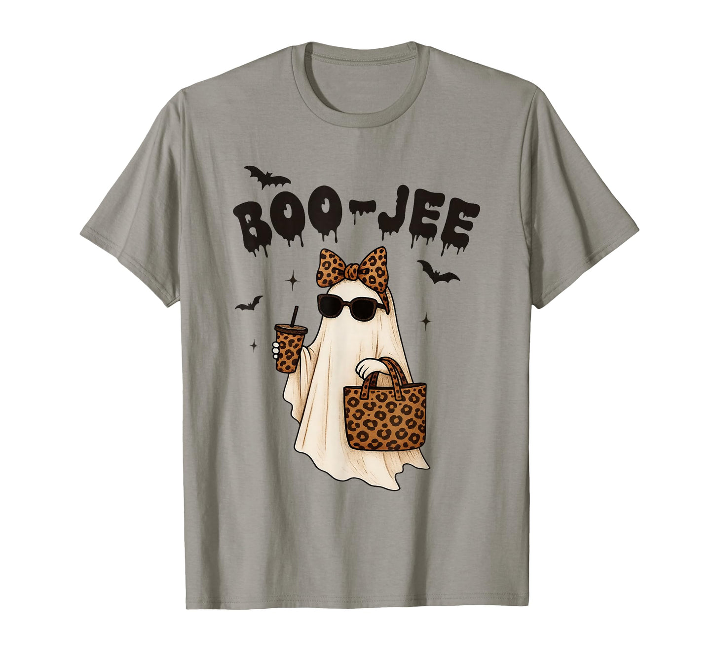 Coquette Leopard Ghost Coffee Boo-JEE Halloween Boujee Ghost T-Shirt