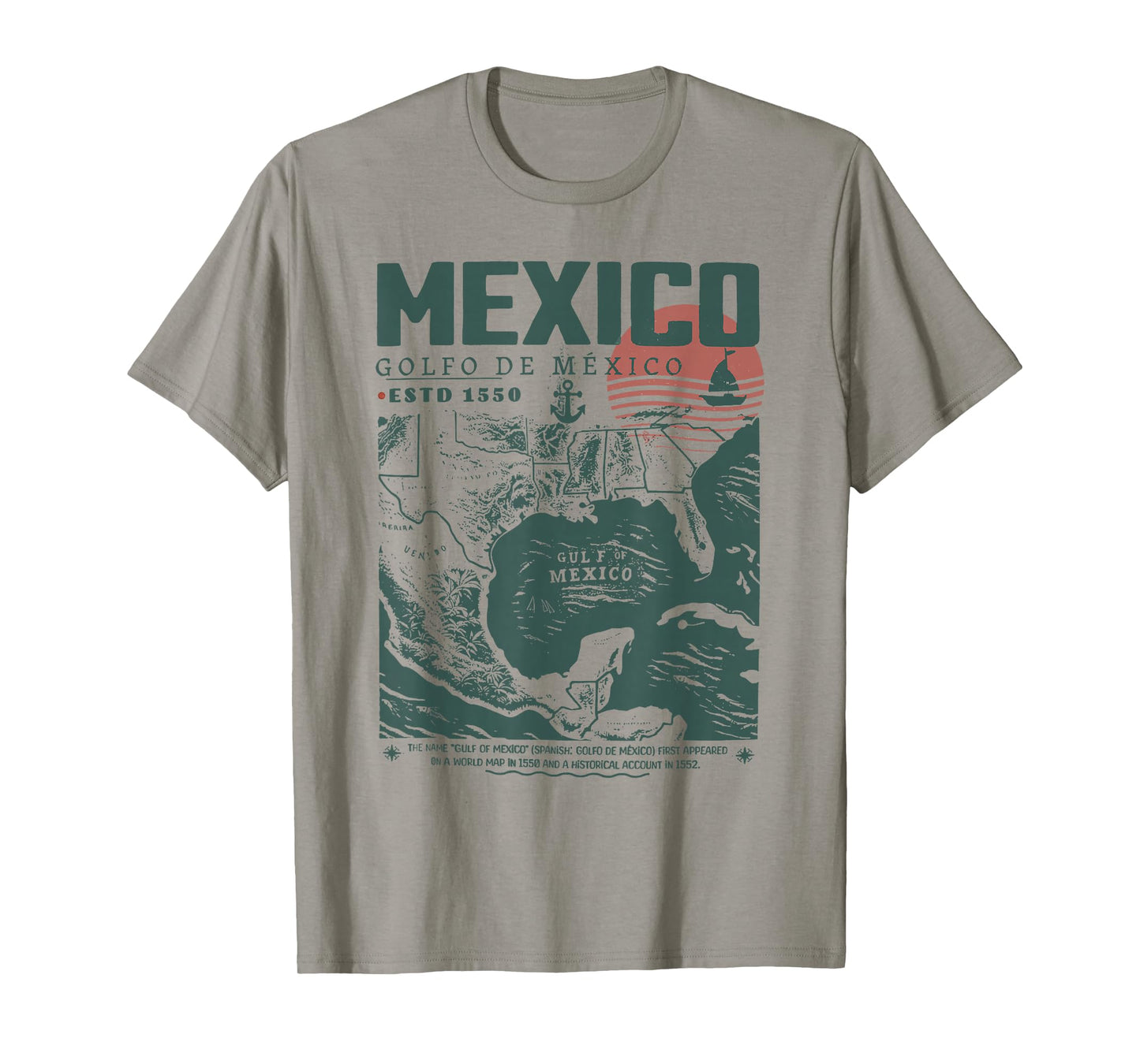 Gulf of Mexico 1550 Historic Map T-Shirt
