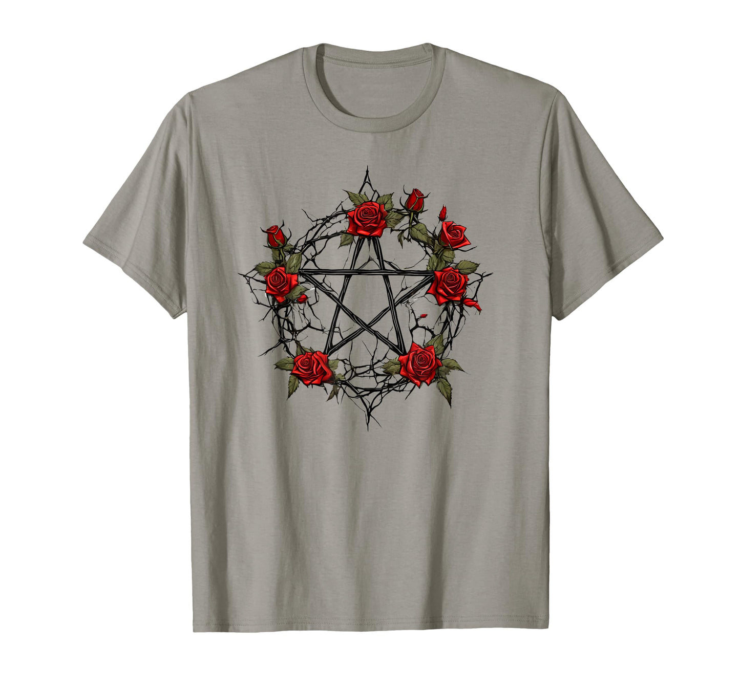 Pentagram with 5 Elements with Roses Gothic Occult Pentagram T-Shirt