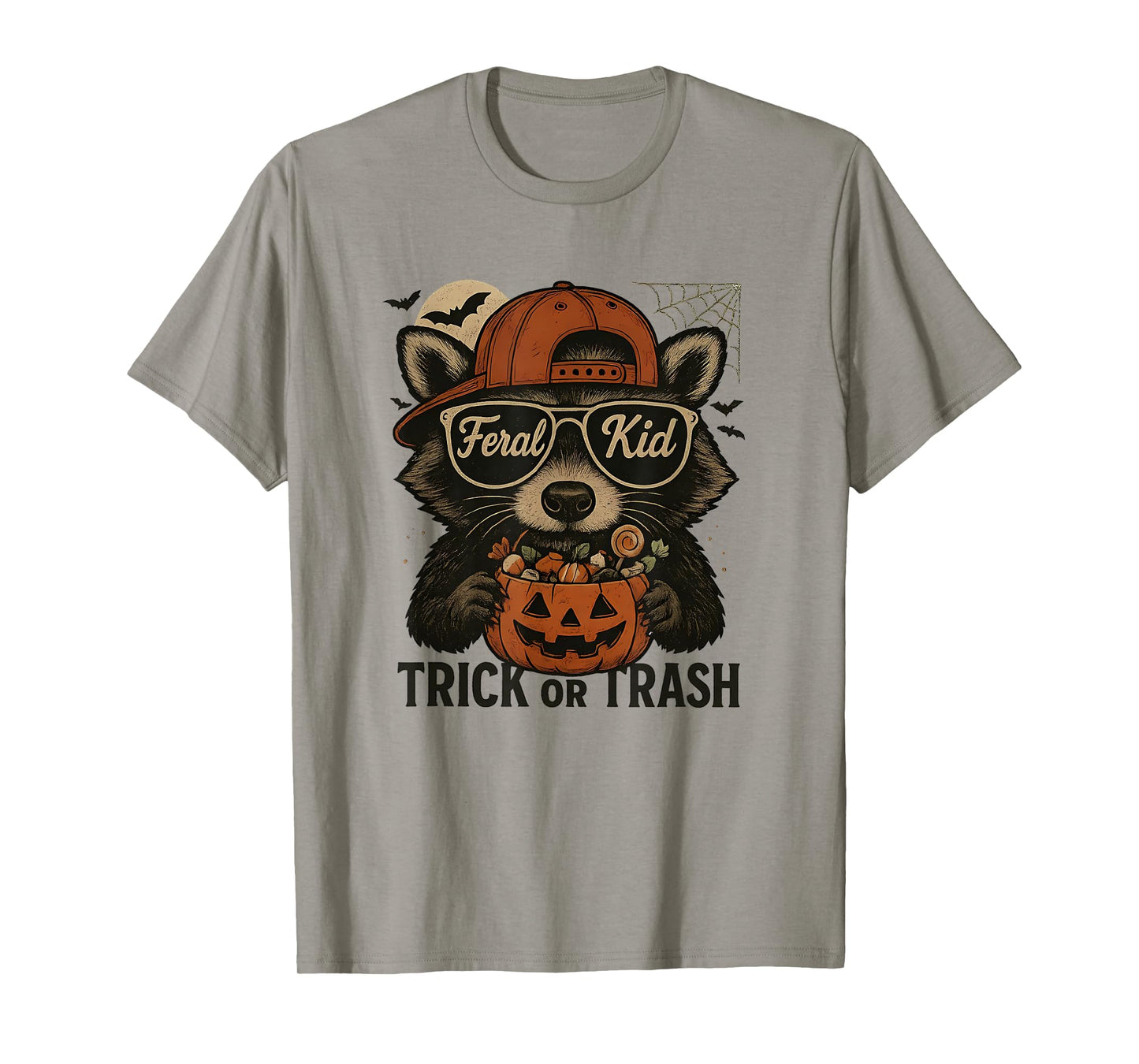 Trick or Trash Funny Raccoon Halloween Vintage Ghost Costume T-Shirt