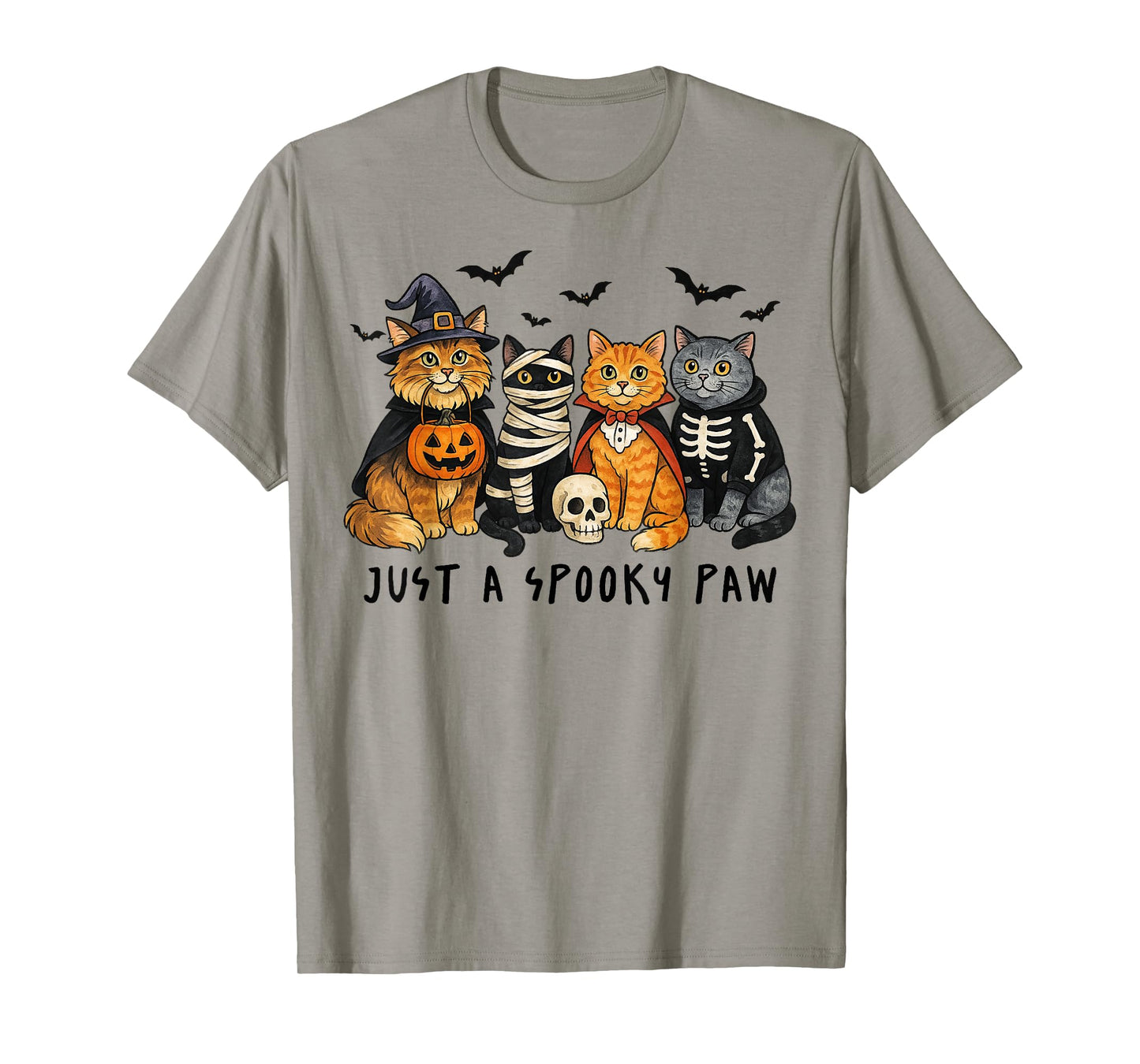 Just A Spooky Paw Funny Cat Witch Halloween Cat Lovers T-Shirt
