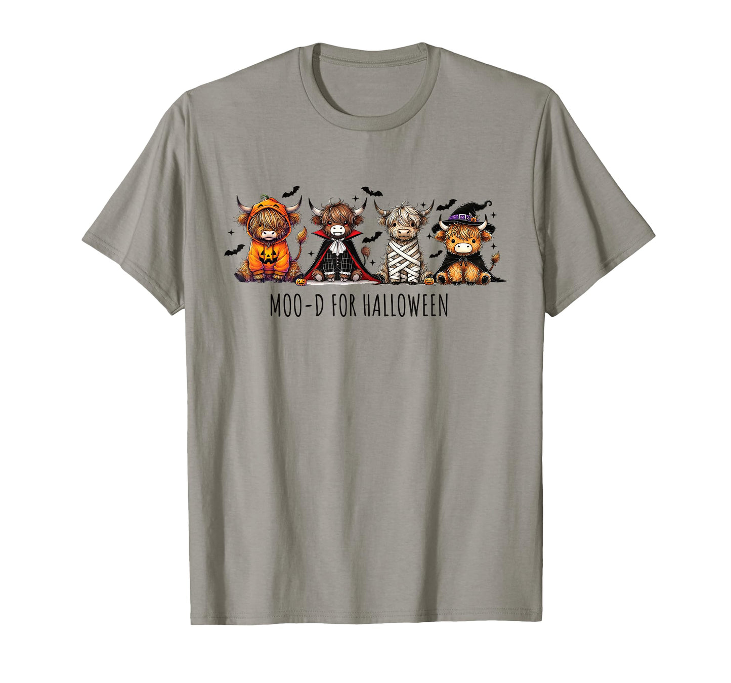 Cute Highland Cow Halloween Costume Pumpkin Witch Vampire T-Shirt