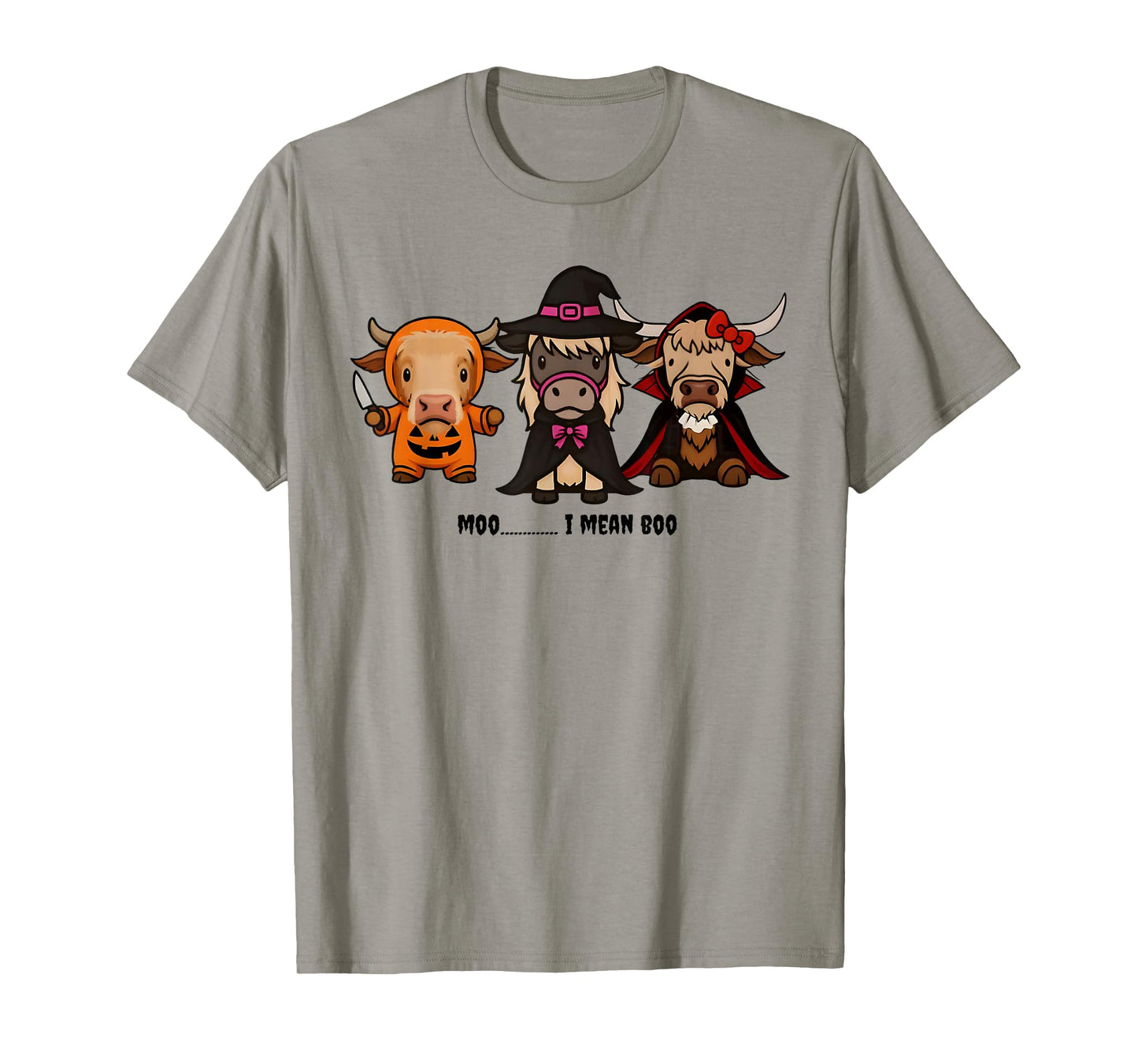 Moo I Mean Boo Cute Cow Halloween Witch Vampire Pumpkin T-Shirt