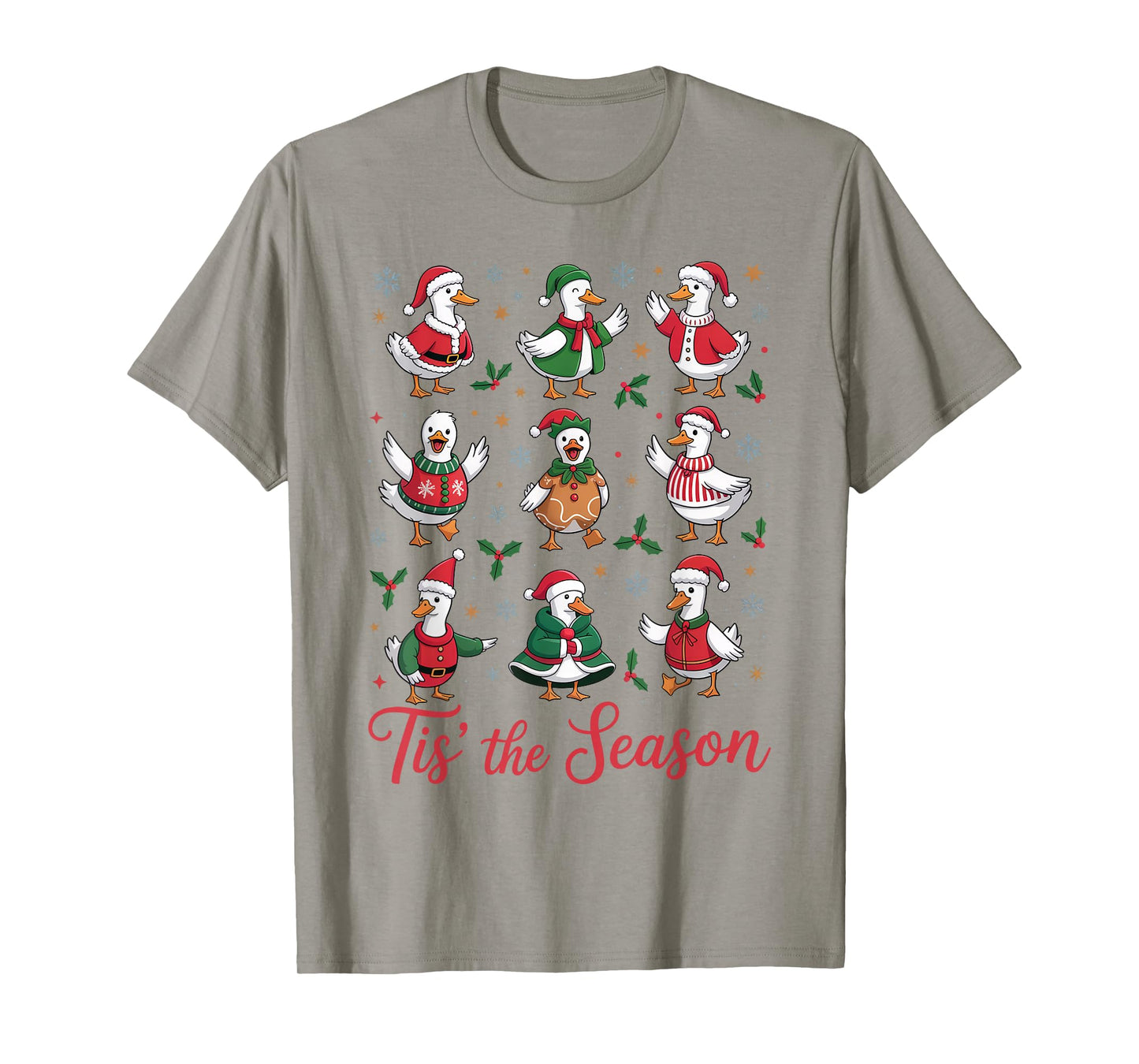 Retro Silly Goose Santa Cute Merry Christmas Tis The Season T-Shirt