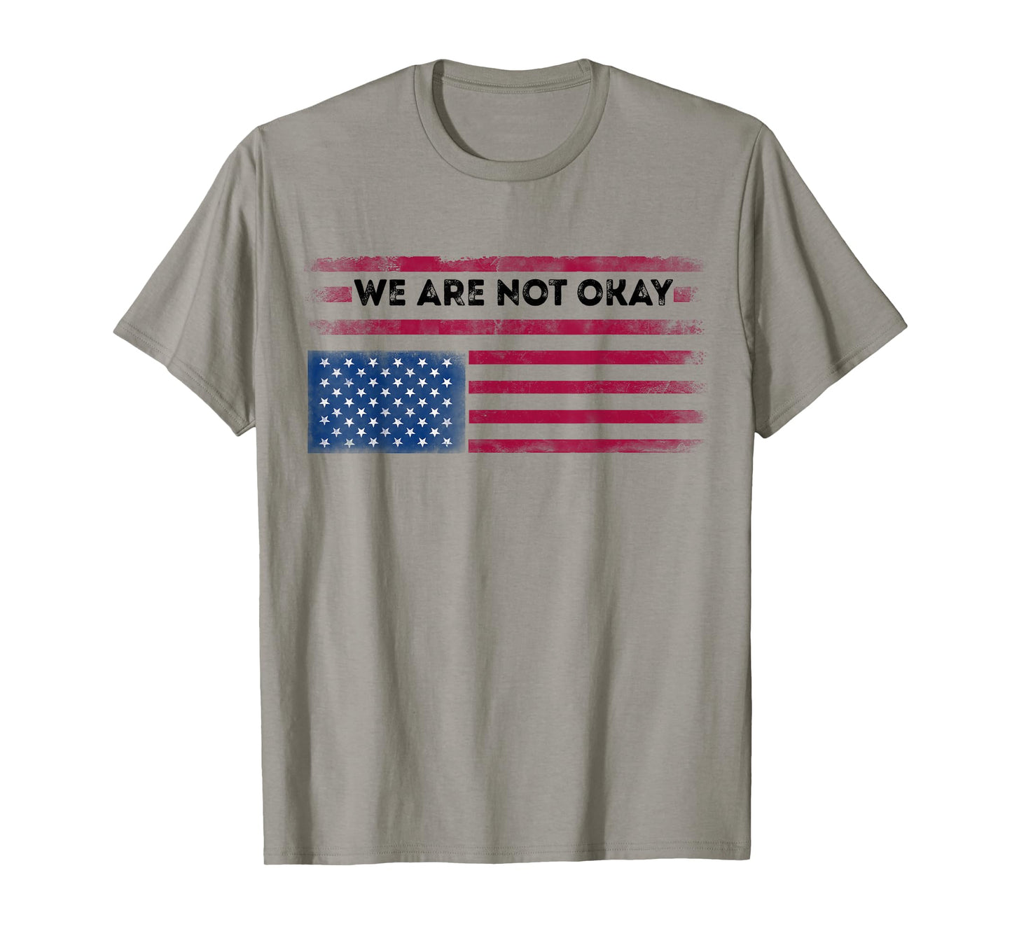Upside Down American Flag We Are not Okay Distressed Men T-Shirt