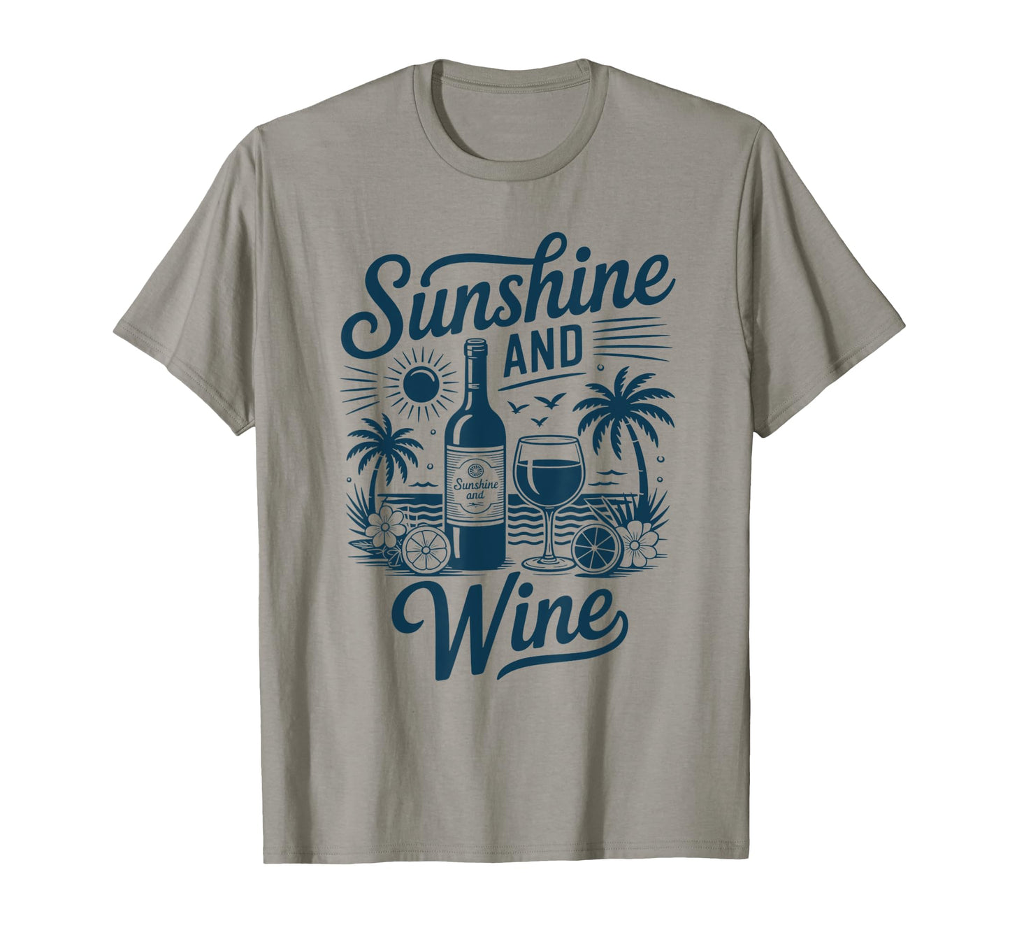 Sunshine And Wine Beach Retro 70s Vintage Vacation Summer T-Shirt