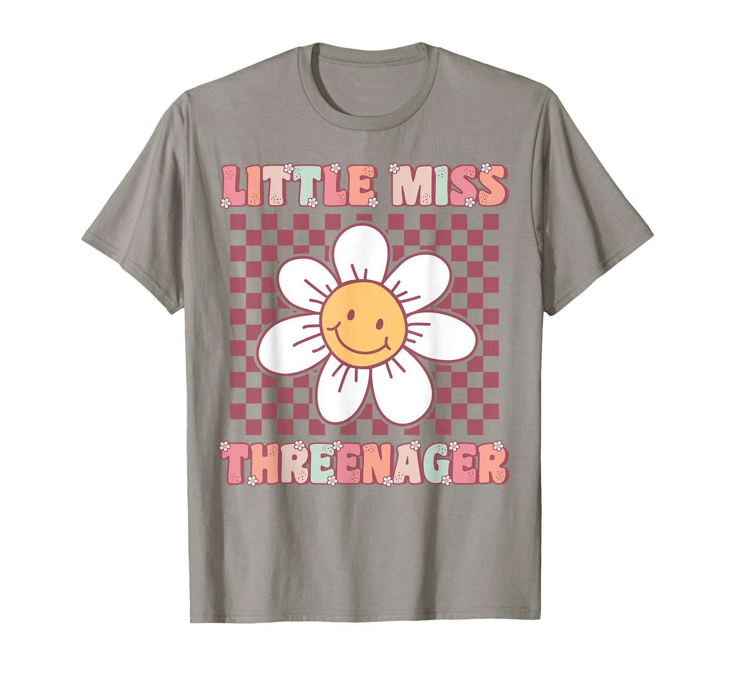 Little Miss Threenager Cute Groovy 3rd Birthday Party Flower T-Shirt