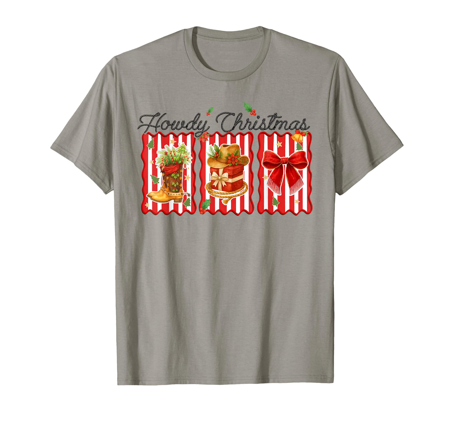 Howdy Christmas Western Coquette Bow Cowboy Cowgirl Santa T-Shirt