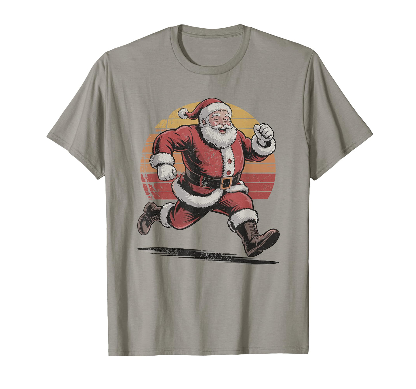 Santa Running Christmas Holiday Sports Retro Vintage 90s T-Shirt